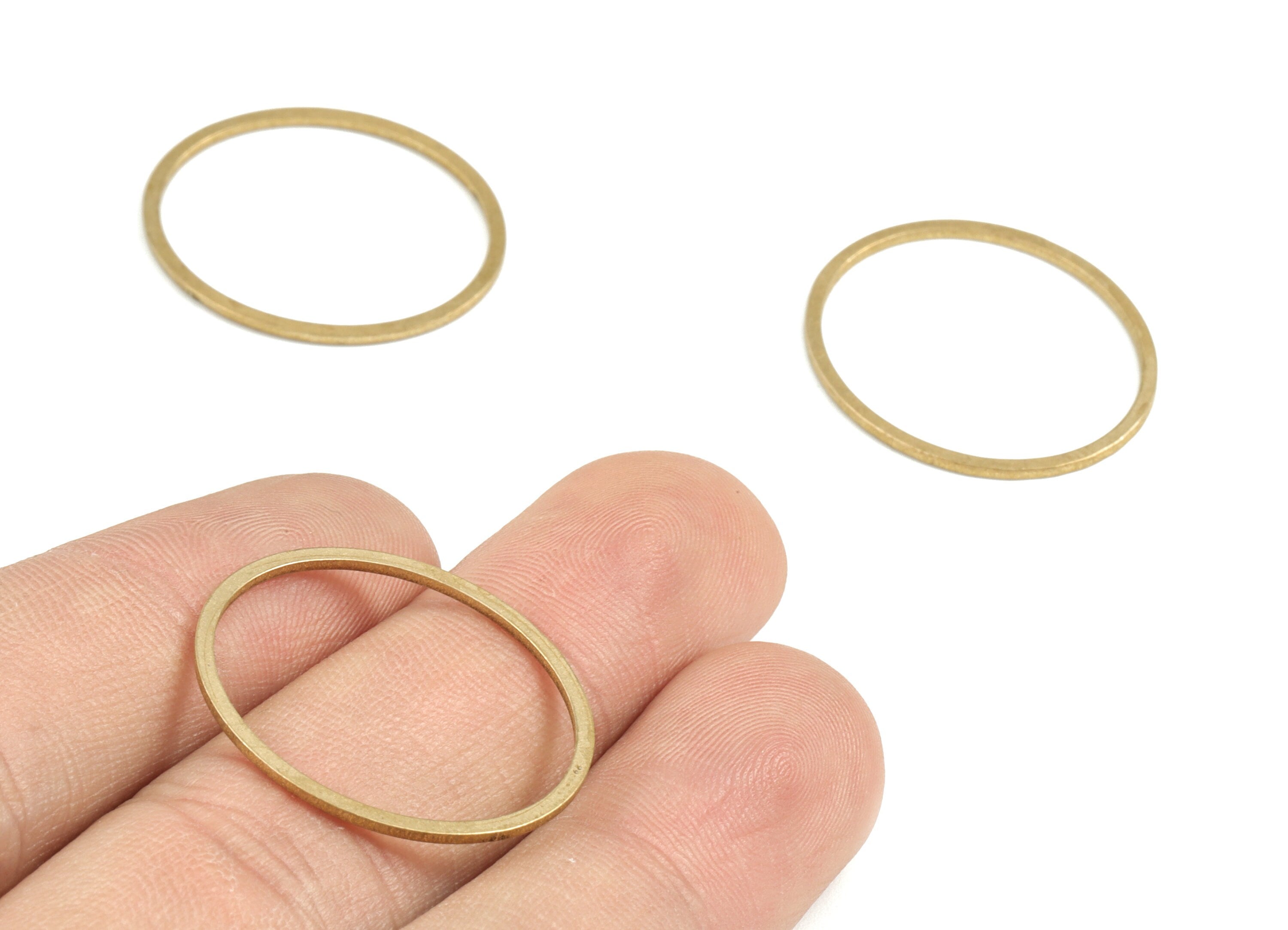 Brass Oval Earring Charms - Raw Brass Oval Pendant - Earring Findings - Jewelry Supplies - 26.43x22.82x0.91mm - PP3709 - DOMEDBAZAAR