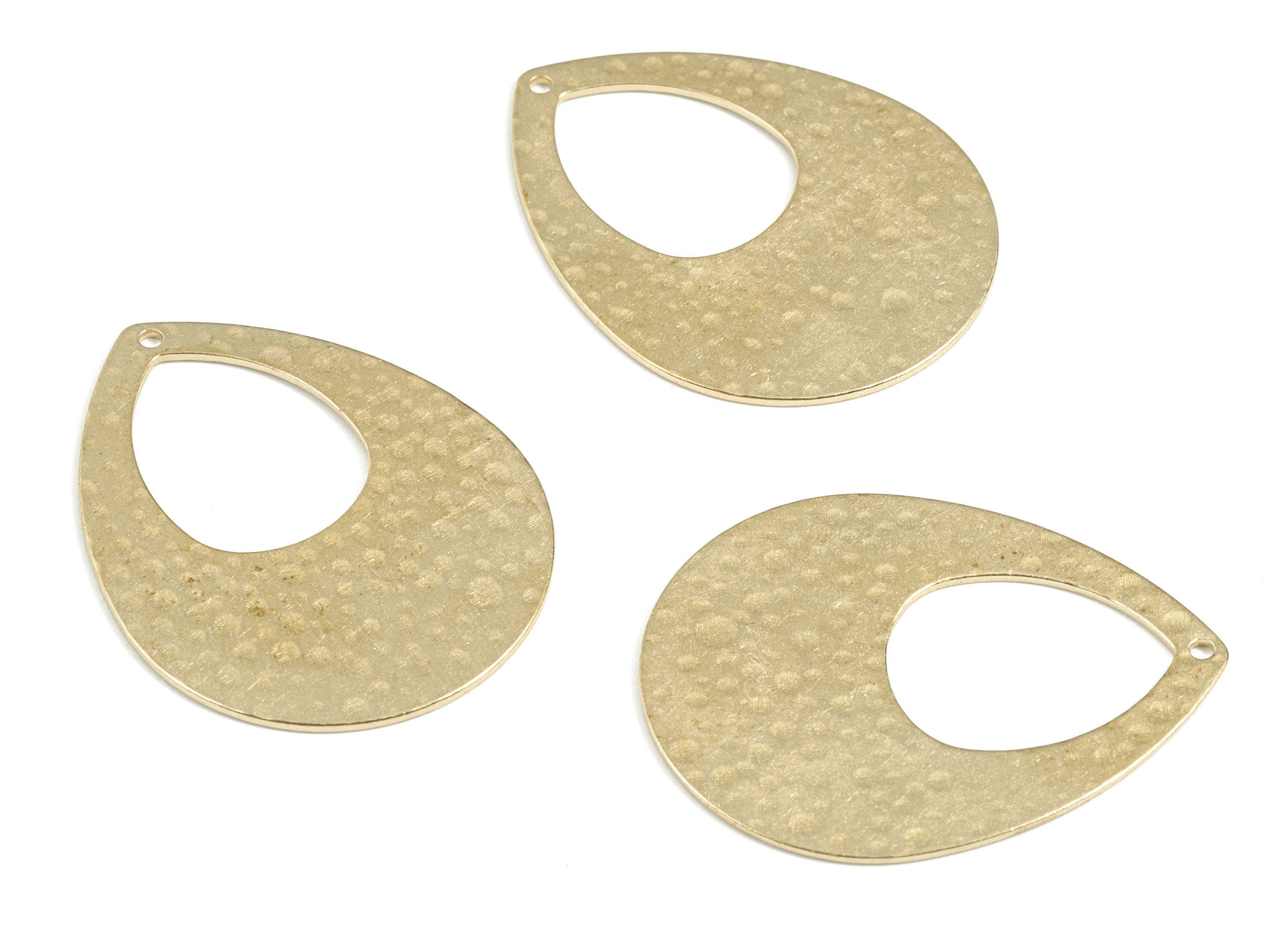 Brass Hammered Drop Earring Charms - Raw Brass Drop Pendant - Earring Findings - Jewelry Supplies - 36.23x28.1x0.85mm - PP3674 - DOMEDBAZAAR