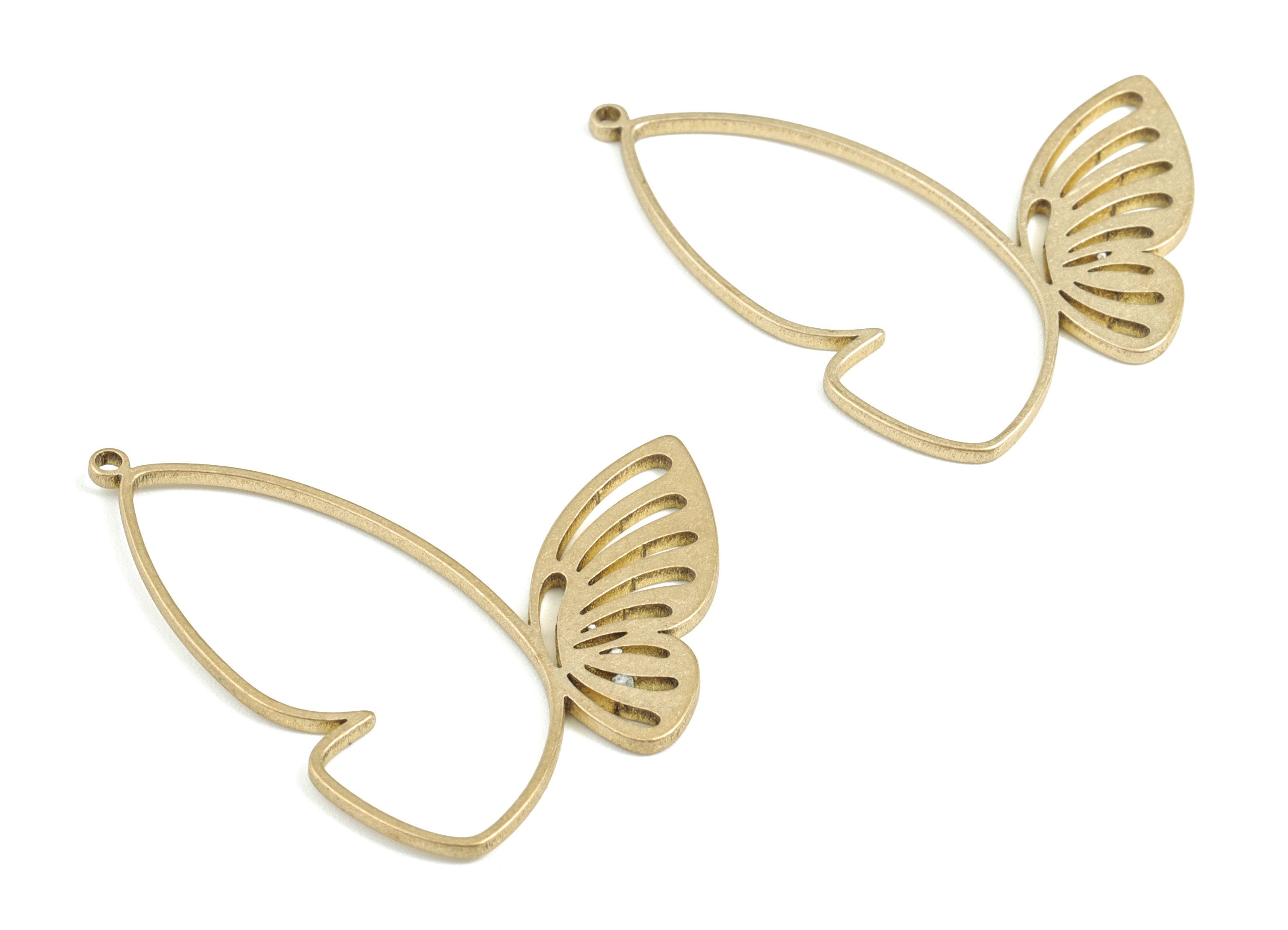 Brass Butterfly Earring Charms - Raw Brass Butterfly Pendant - Earring Findings - Jewellery Supplies - 37.45x34.42x1.17mm - PP3645 - DOMEDBAZAAR