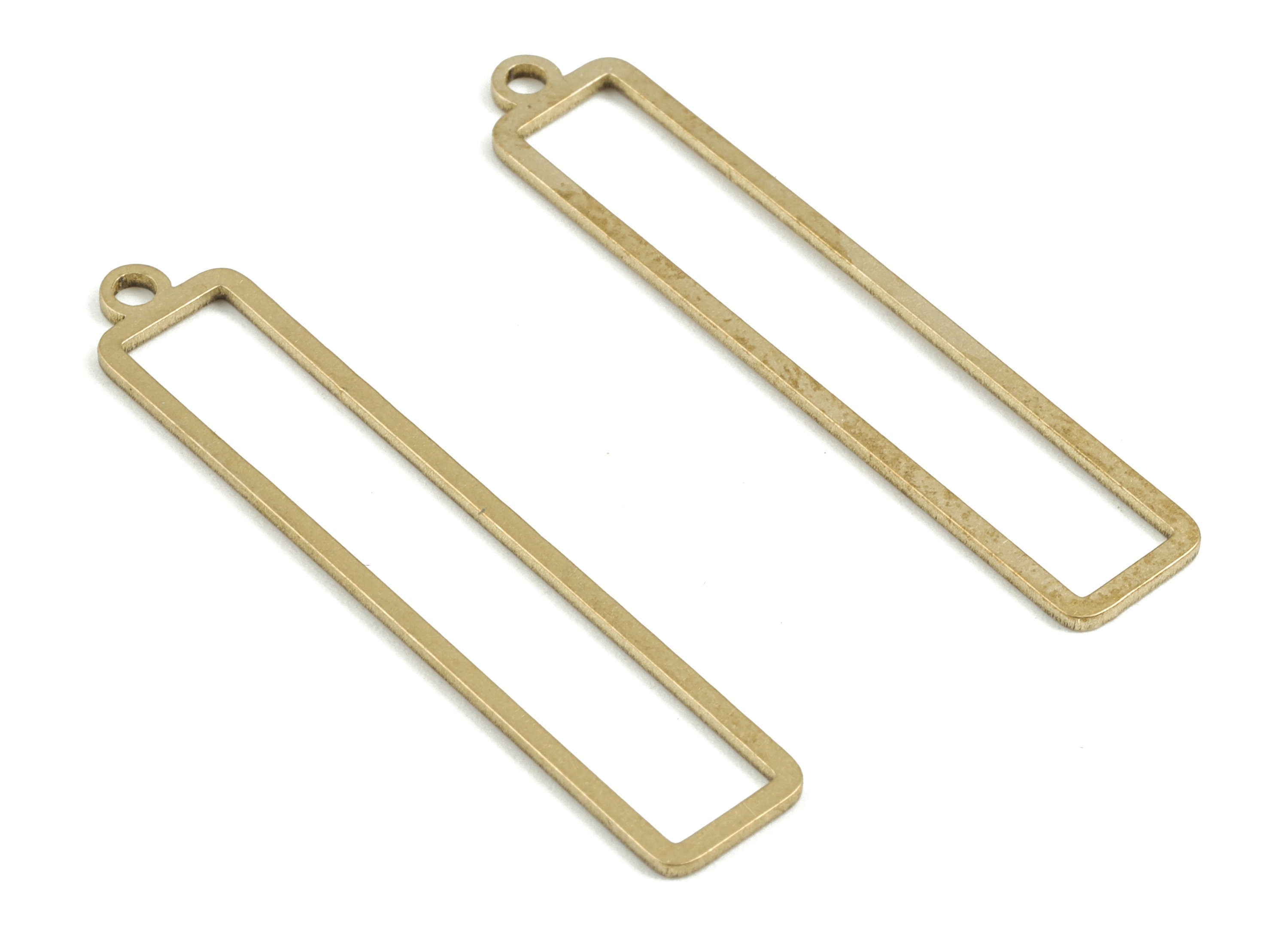 Brass Rectangle Earring Charms - Raw Brass Rectangle Pendant - Earring Findings - Jewelry Supplies - 43.67x8.55x1mm - PP3644 - DOMEDBAZAAR