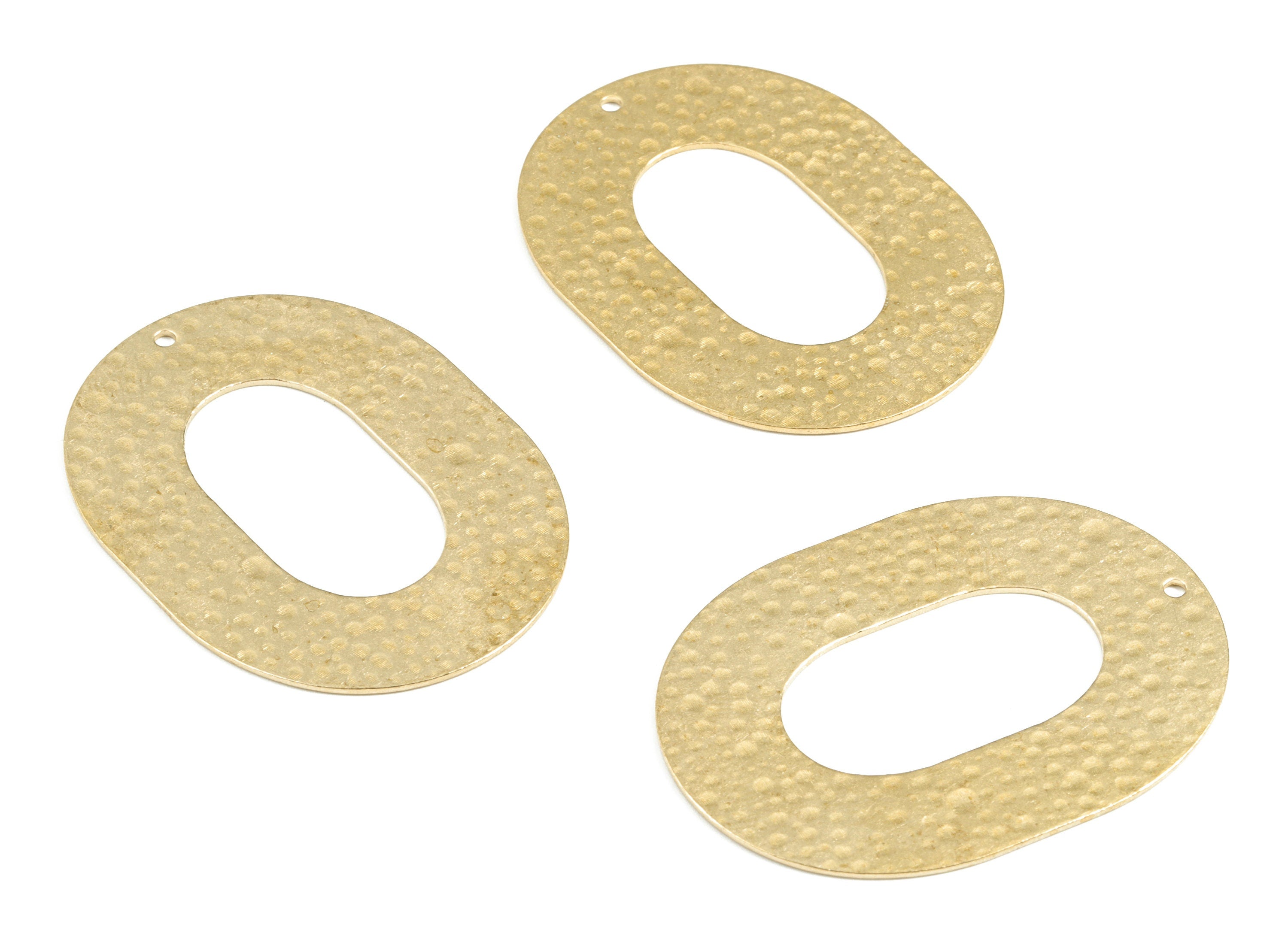 Brass Hammered Oval Earring Charms - Raw Brass Oval Pendant - Earring Findings - Jewelry Supplies - 46.79x34.49x0.8mm - PP3678 - DOMEDBAZAAR