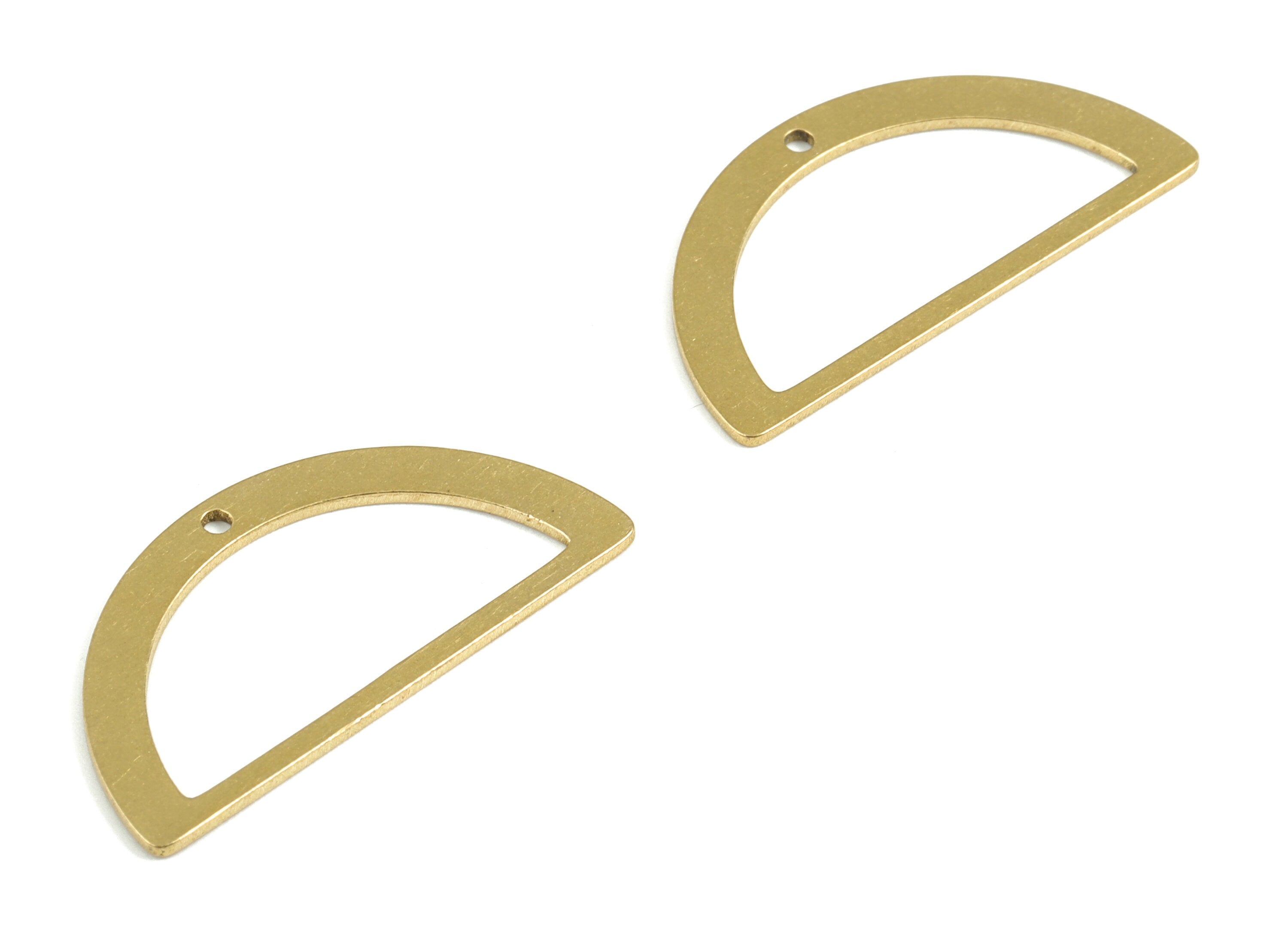 Brass Semi Circle Earring Charms - Raw Brass Half Moon Pendant - Earrings Finding - Jewelry Supplies - 29.9x15.18x0.76mm - PPM3070 - DOMEDBAZAAR