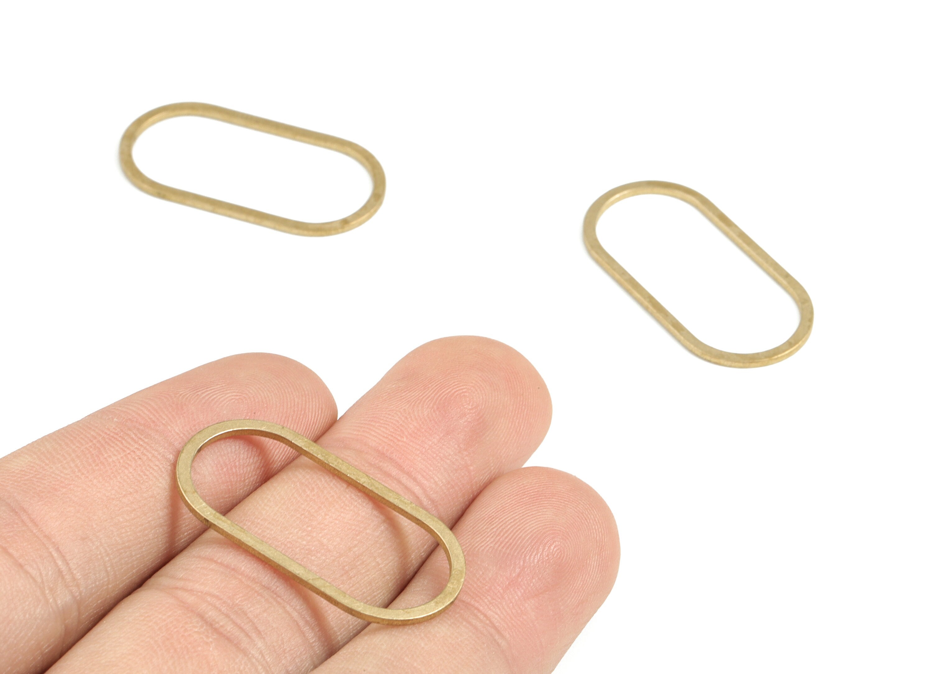 Brass Oval Earring Charms - Raw Brass Oval Pendant - Earring Findings - Jewelry Supplies - 30.95x15.56x0.92mm - PP3708 - DOMEDBAZAAR