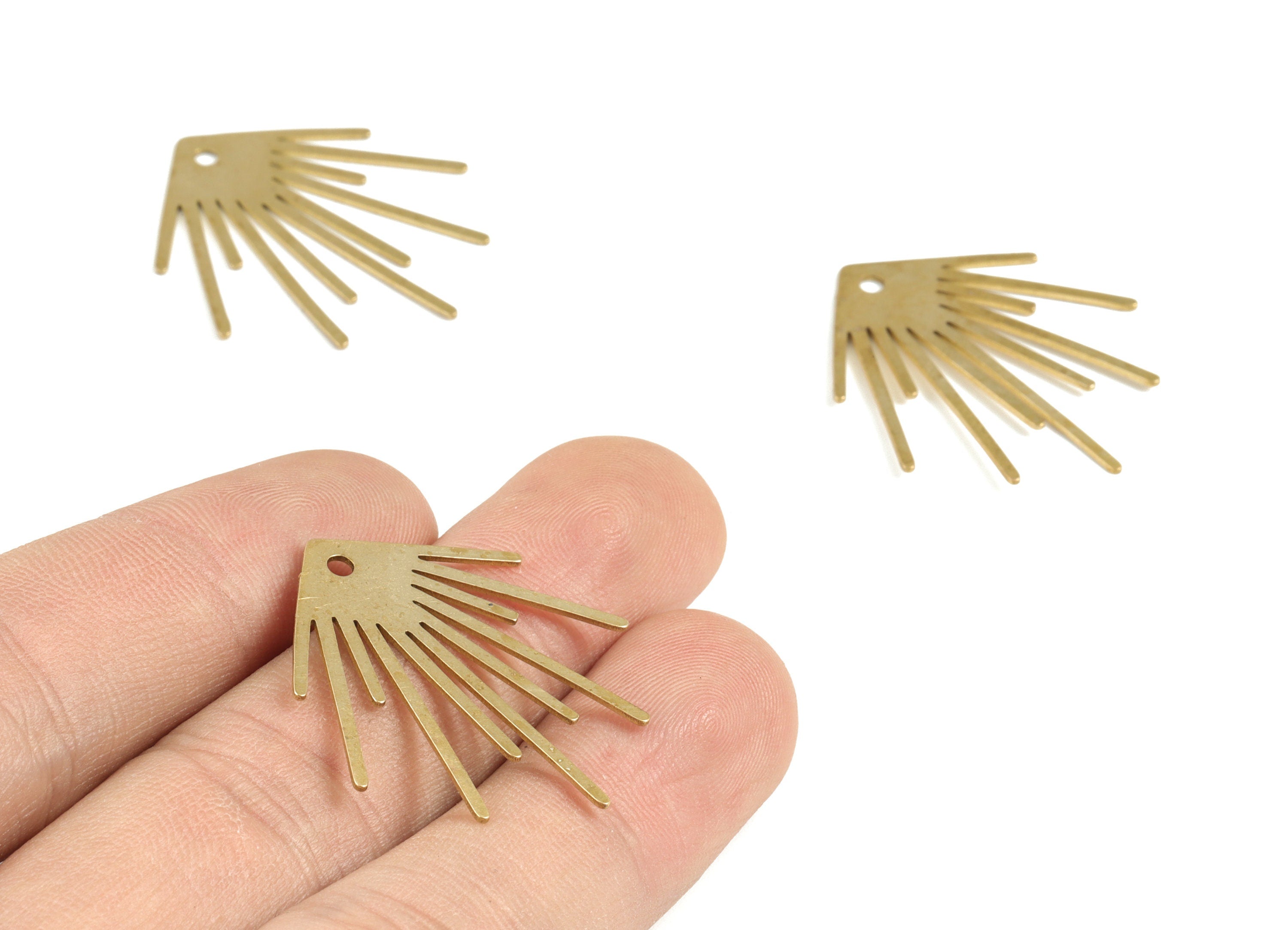 Brass Fringe Earring Charms - Raw Brass Fringe Pendant - Earring Findings - Jewelry Supplies - 31.51x28.7x0.55mm - PP3701 - DOMEDBAZAAR