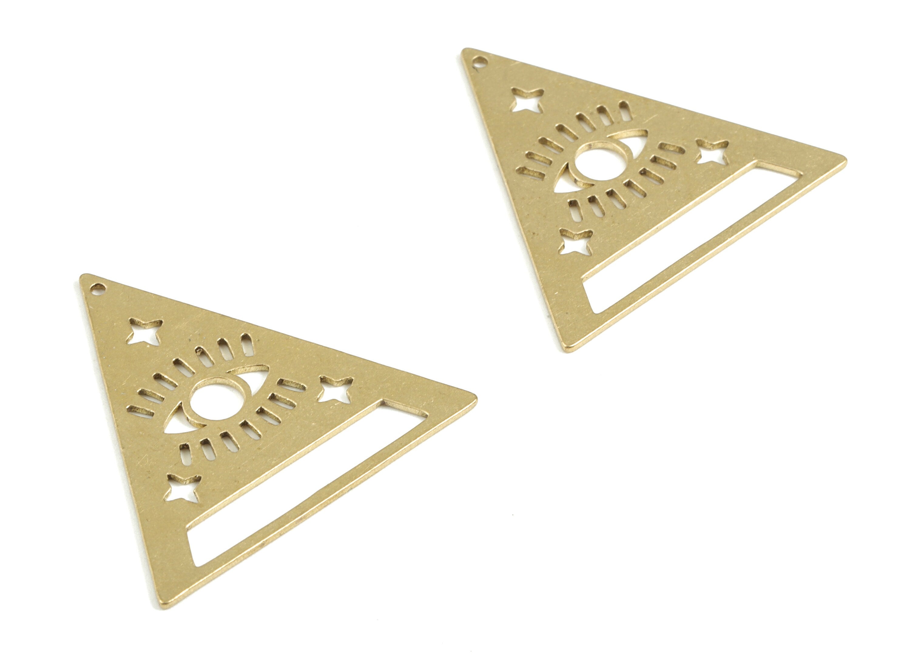 Brass Triangle Earring Charms - Raw Brass Eye Star Pendant - Earrings Finding - Jewelry Supplies - 31.53x30.23x0.75mm - PPM3063 - DOMEDBAZAAR