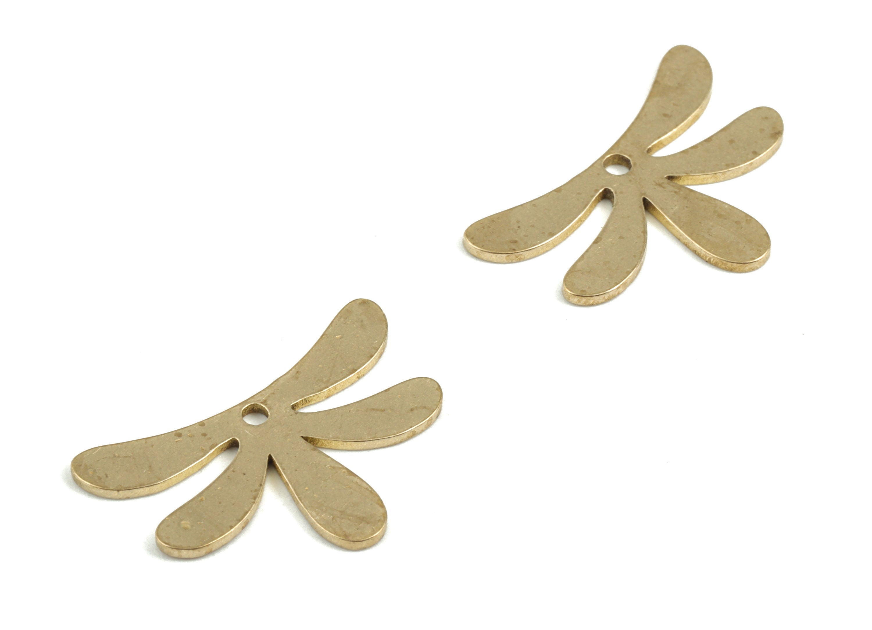 Brass Petal Earring Charms - Raw Brass Petal Pendant - Earring Findings - Jewelry Supplies - 24.27x16.3x0.92mm - PP3704 - DOMEDBAZAAR