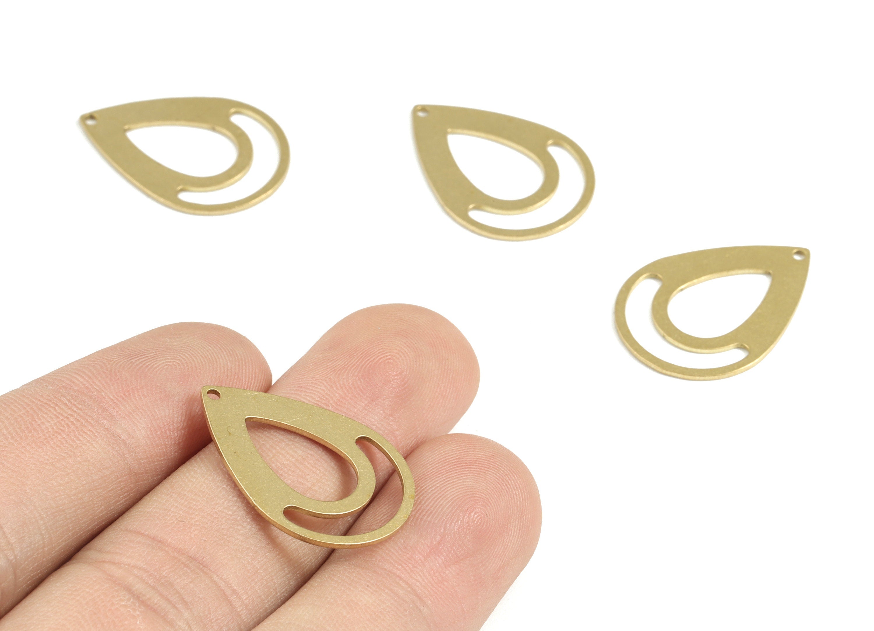 Brass Drop Earring Charms - Raw Brass Drop Pendant - Earrings Finding - Jewelry Supplies - 24.91x17.94x0.77mm - PPM3055 - DOMEDBAZAAR