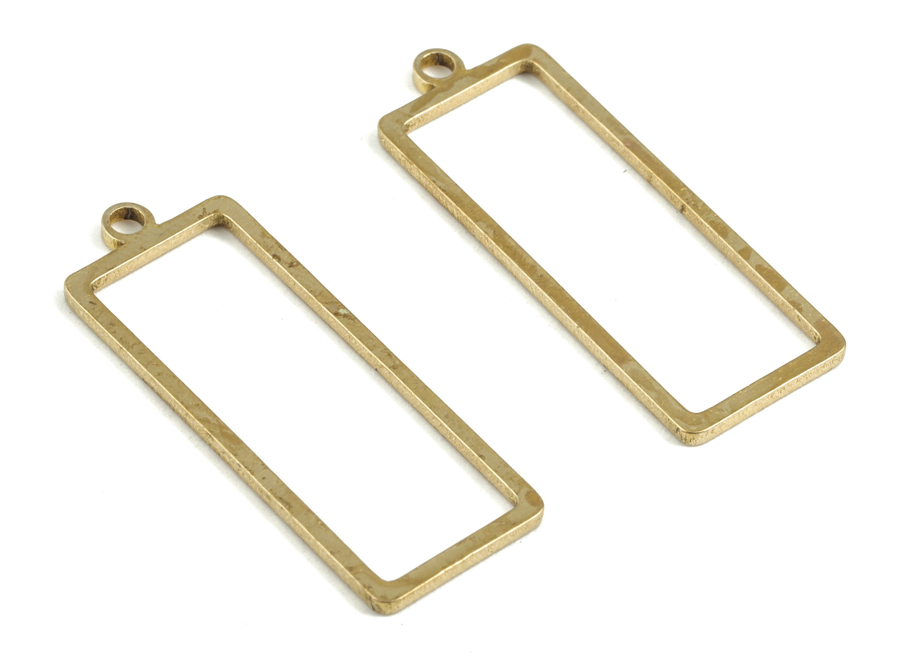 Brass Rectangle Earring Charms - Raw Brass Rectangle Pendant - Earring Findings - Jewelry Supplies - 31.21x11.5x1.18mm - PP3695 - DOMEDBAZAAR
