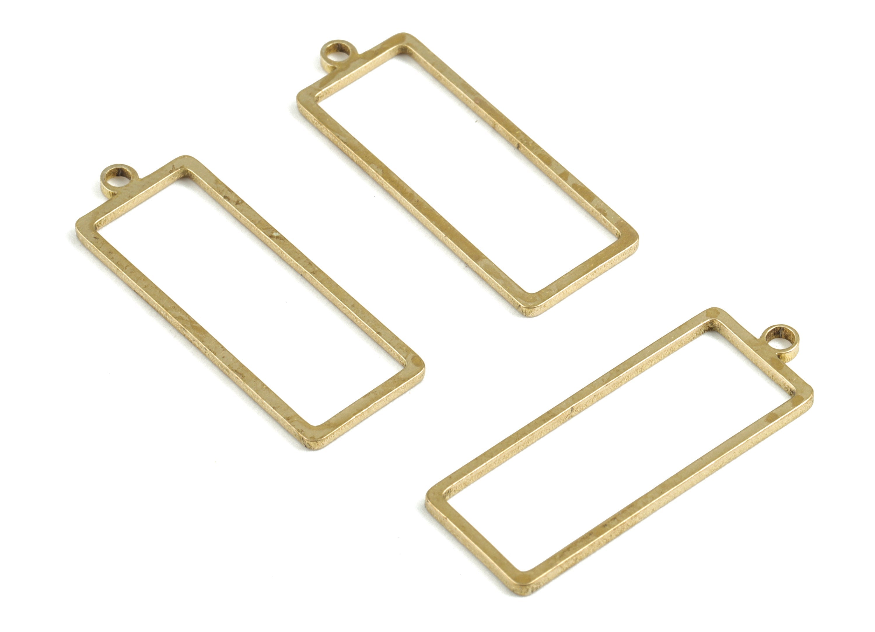 Brass Rectangle Earring Charms - Raw Brass Rectangle Pendant - Earring Findings - Jewelry Supplies - 31.21x11.5x1.18mm - PP3695 - DOMEDBAZAAR