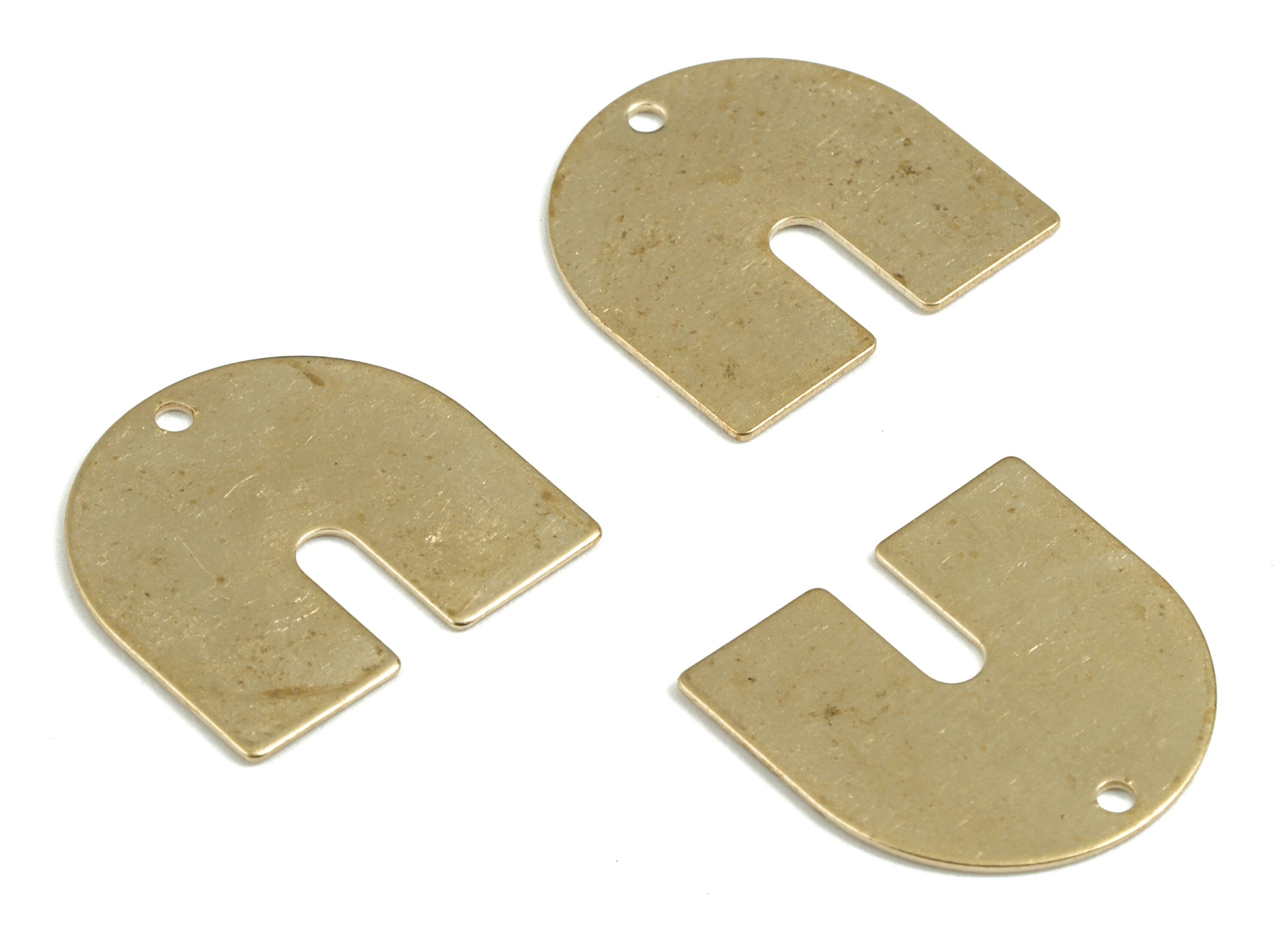 Brass U Components Earring Charms - Raw Brass U Pendant - Earring Findings - Jewelry Supplies - 16.99x15.97x0.48mm - PP3622 - DOMEDBAZAAR