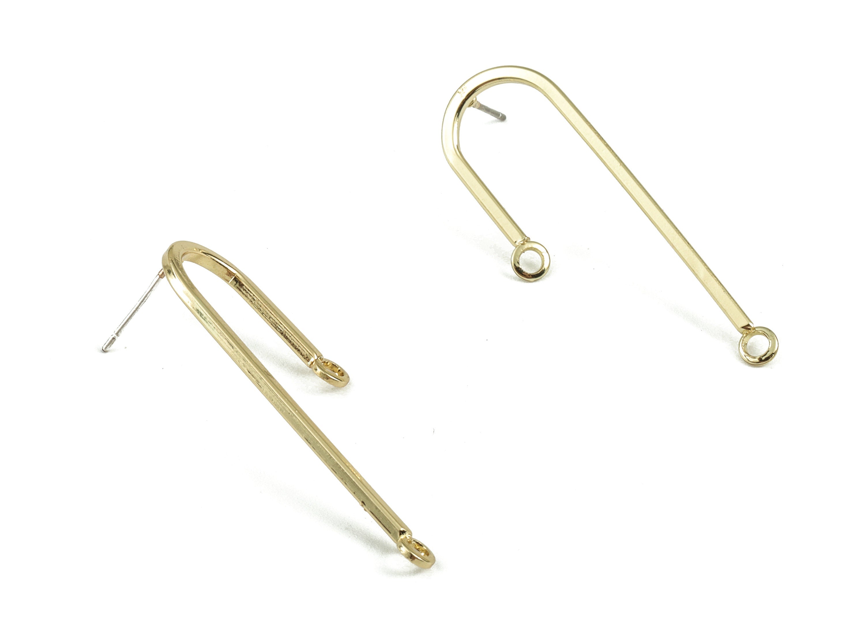 Alloy Ear Wire Earring Charms - Gold Alloy Ear Wire Connector - Gold Tone Plated Alloy - Jewelry Supplies - 39.56x13.05x1.52mm - ZZ1722 - DOMEDBAZAAR