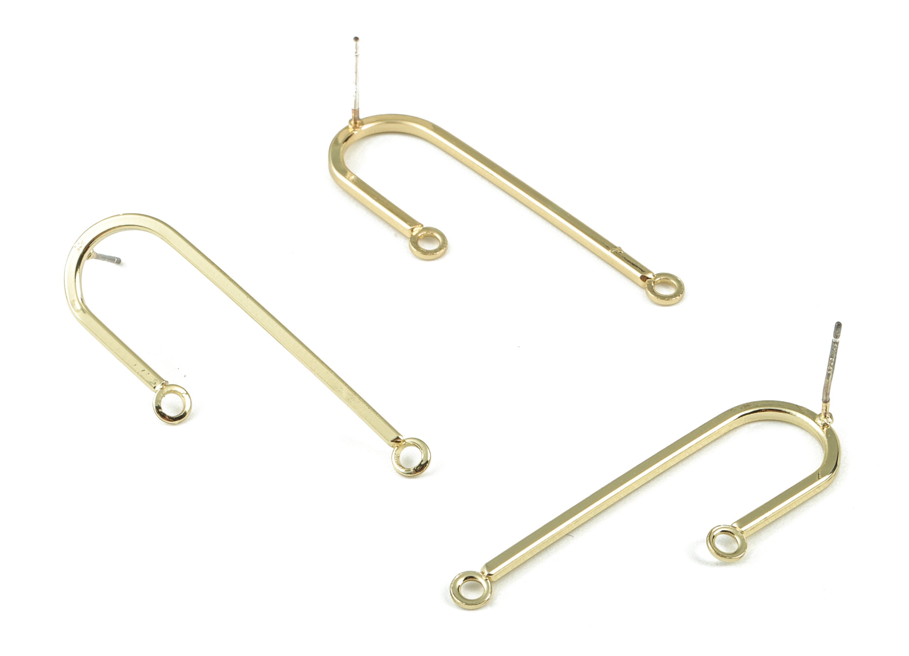 Alloy Ear Wire Earring Charms - Gold Alloy Ear Wire Connector - Gold Tone Plated Alloy - Jewelry Supplies - 39.56x13.05x1.52mm - ZZ1722 - DOMEDBAZAAR