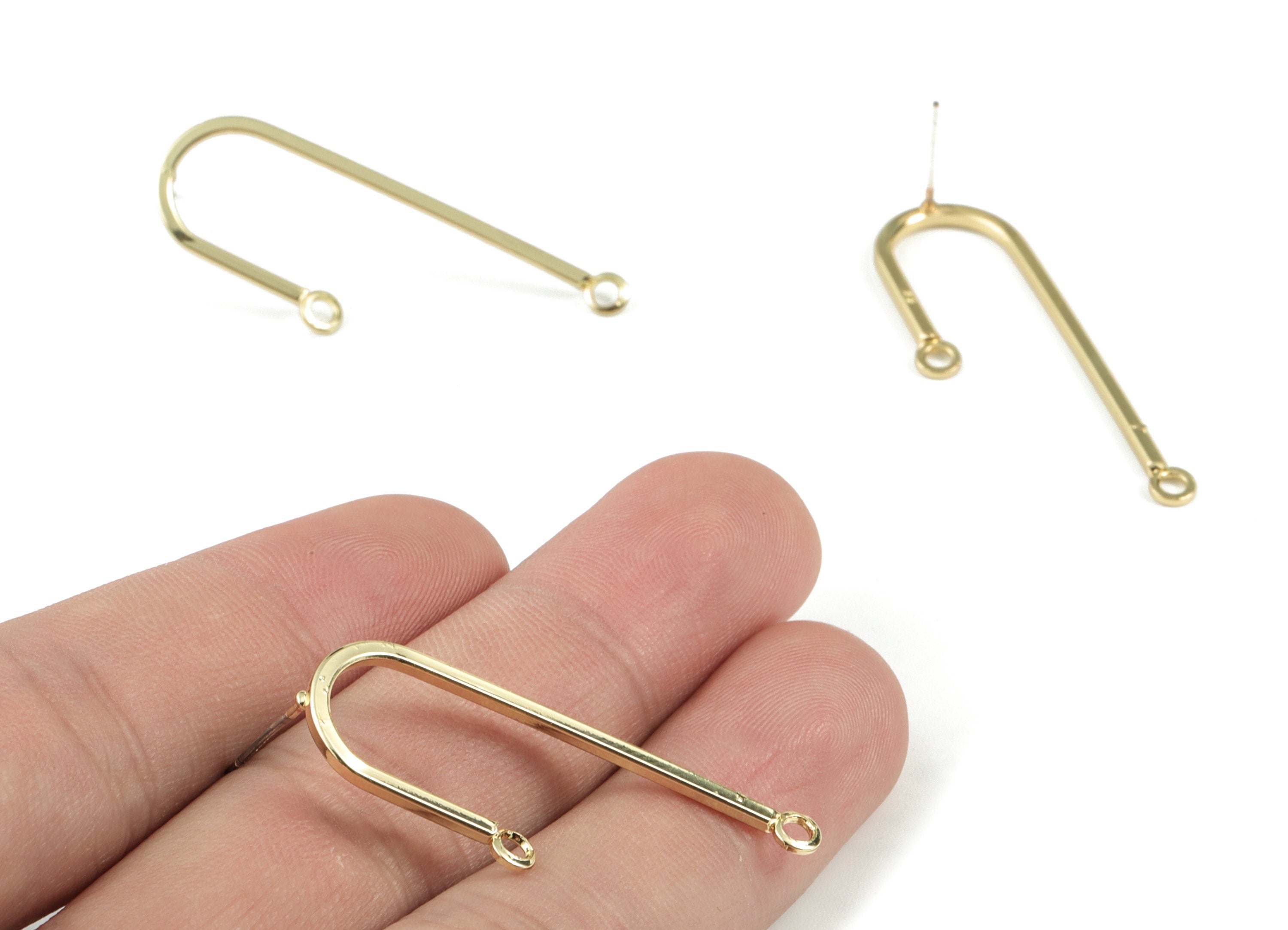 Alloy Ear Wire Earring Charms - Gold Alloy Ear Wire Connector - Gold Tone Plated Alloy - Jewelry Supplies - 39.56x13.05x1.52mm - ZZ1722 - DOMEDBAZAAR