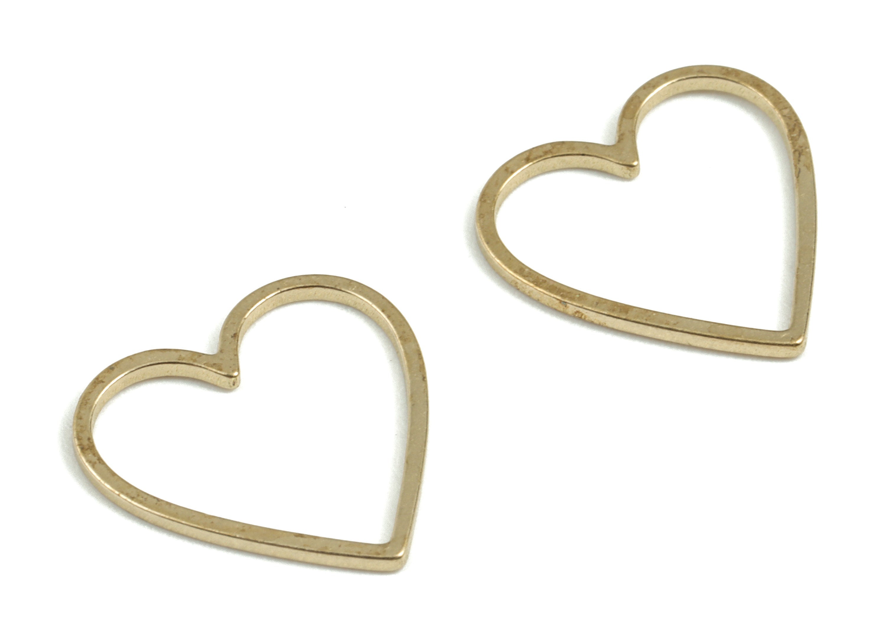 Brass Heart Earring Charms - Raw Brass Heart Pendant - Earring Findings - Jewelry Supplies - 14.25x14.17x0.77mm - PP3699 - DOMEDBAZAAR