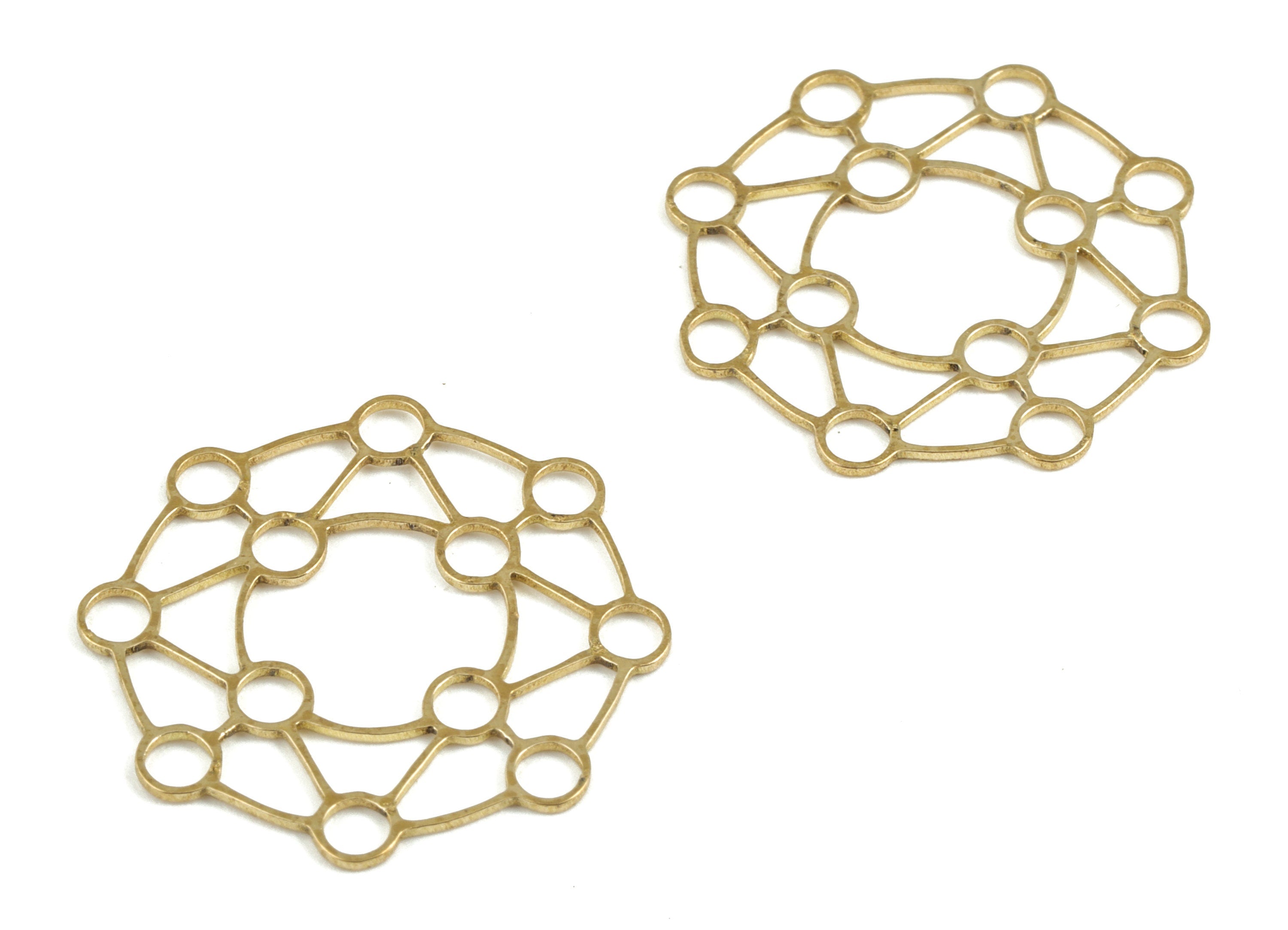Brass Geometry Earring Charms - Raw Brass Geometry Pendant - Earring Findings - Jewelry Supplies - 23.28x21.9x0.68mm - PP3748 - DOMEDBAZAAR