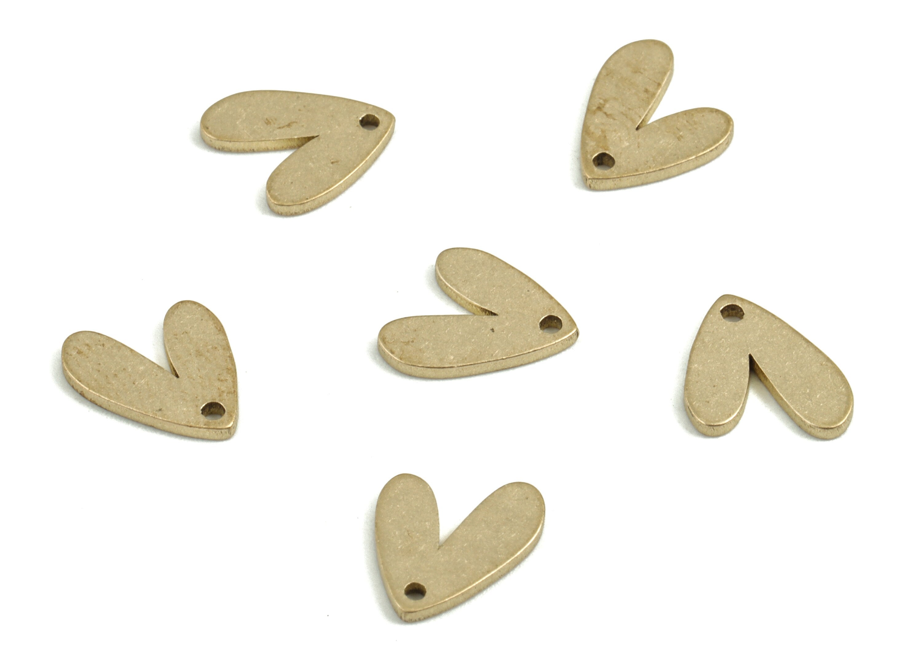 Brass V Heart Earring Charms - Raw Brass V Pendant - Earring Findings - Jewelry Supplies - 10.12x7.93x0.94mm - PP3700 - DOMEDBAZAAR