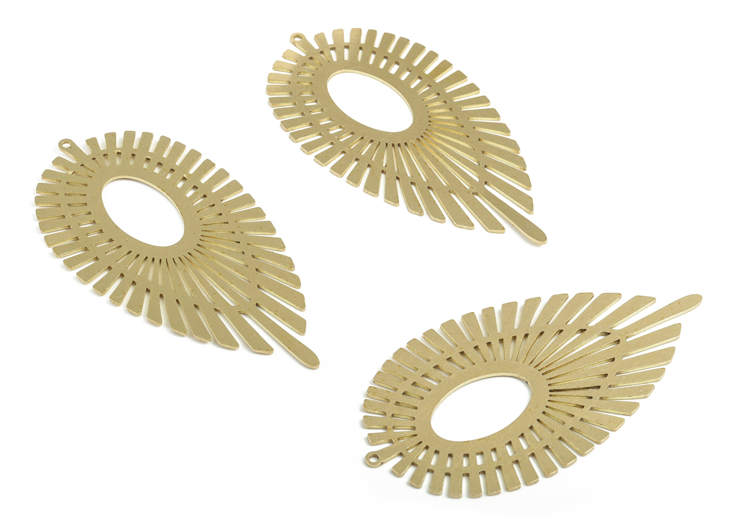 Brass Marquise Earring Charms - Raw Brass Hallow Out Pendant - Earring Findings - Jewelry Supplies - 79.14x41.07x0.86mm - PP3689 - DOMEDBAZAAR