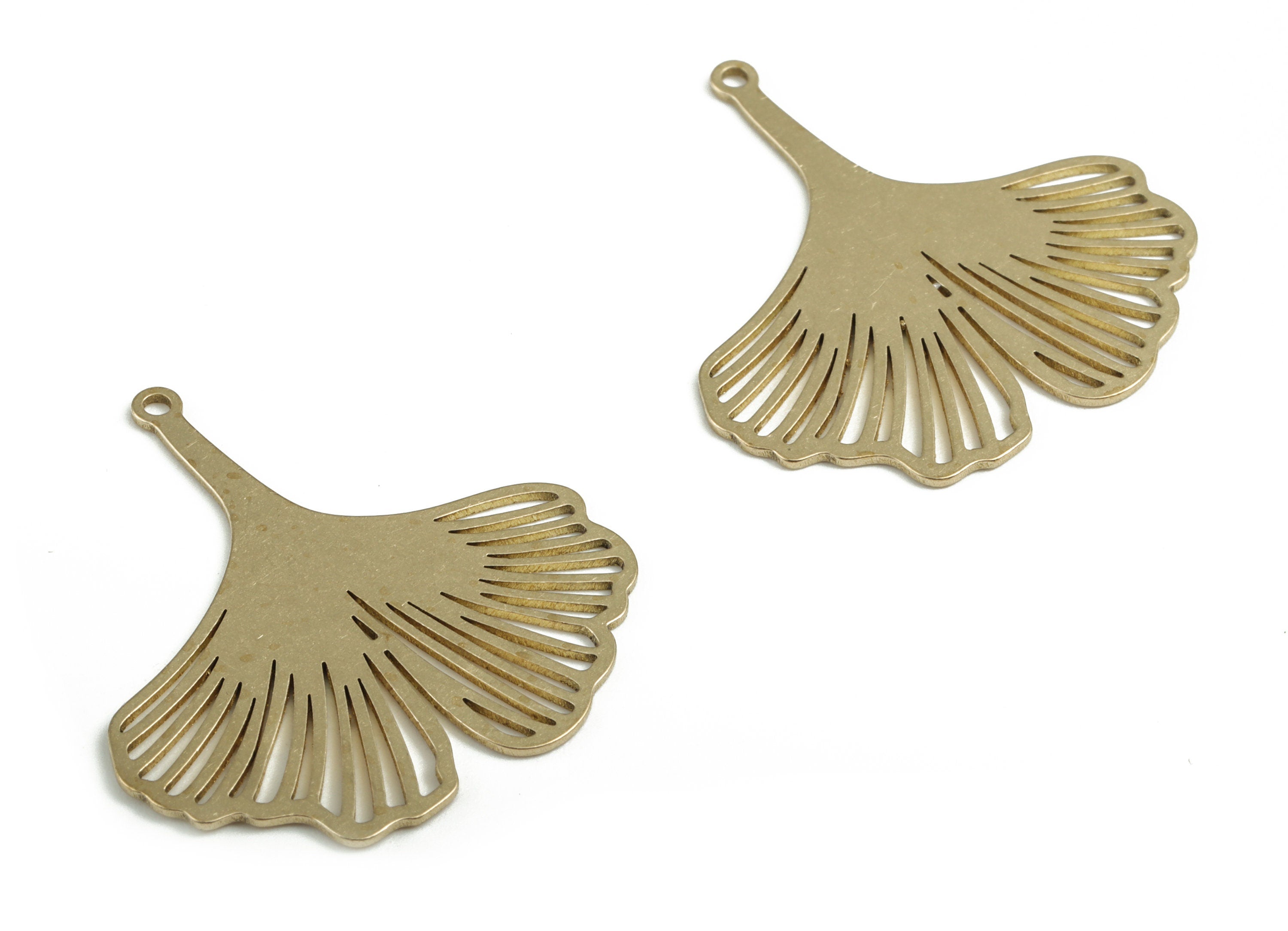 Brass Fan Earring Charms - Raw Brass Hallow Out Fan Pendant - Earrings Finding - Jewelry Supplies - 31.73x29.97x0.77mm - PPM4057 - DOMEDBAZAAR
