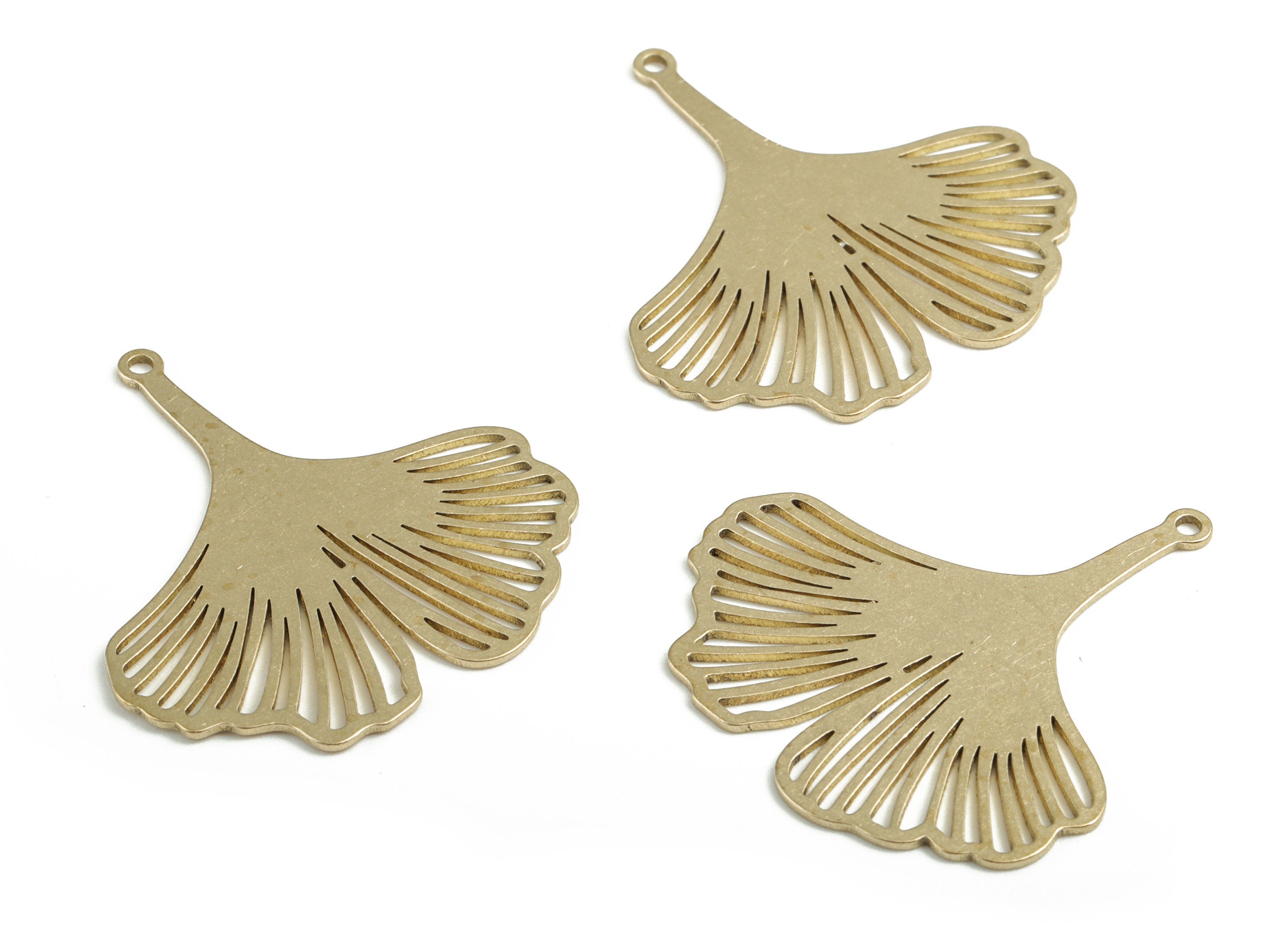Brass Fan Earring Charms - Raw Brass Hallow Out Fan Pendant - Earrings Finding - Jewelry Supplies - 31.73x29.97x0.77mm - PPM4057 - DOMEDBAZAAR