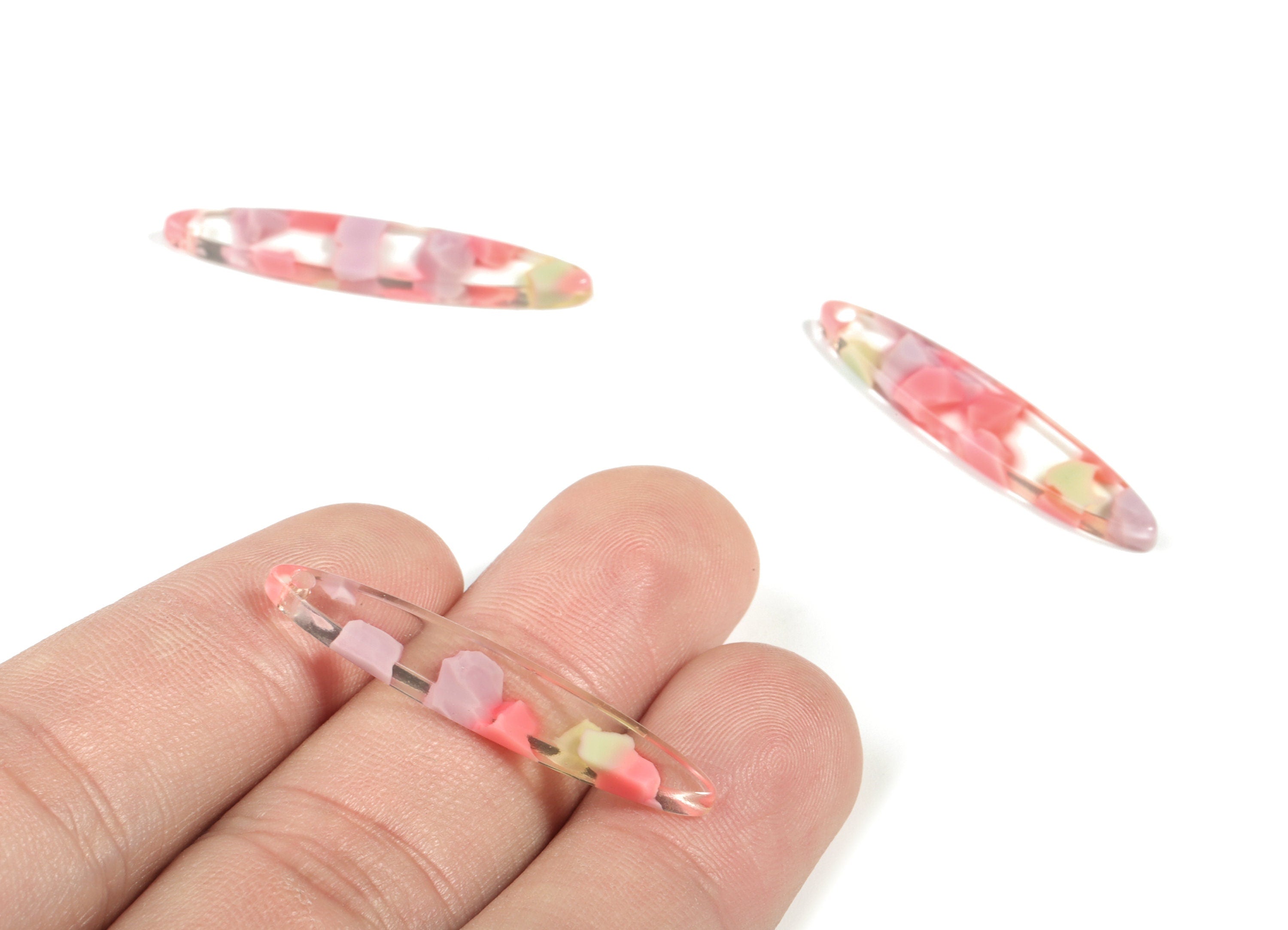 Acetate Acrylic Bar Earring Charm - Bar Pendant - Earring Findings - Jewelry Supplies - Color Code:A554 - 35.43x6.95x2.59mm - AC1399-A554 - DOMEDBAZAAR