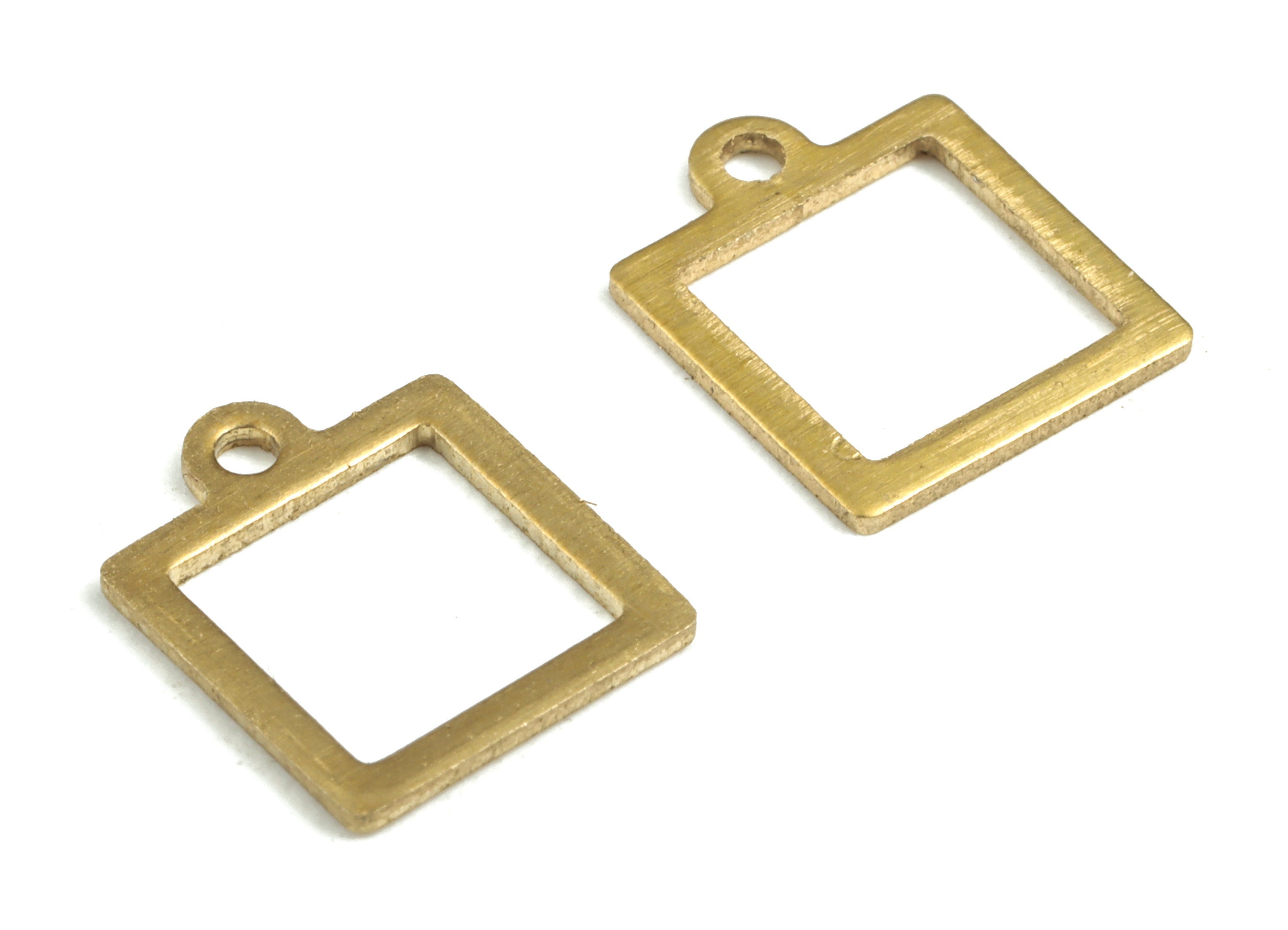 Brass Hollow Square Earring Charms - Raw Brass Geometric Square Pendant - Earring Findings - Jewelry Supplies - 12.18x10.02x0.84mm - PP3656 - DOMEDBAZAAR