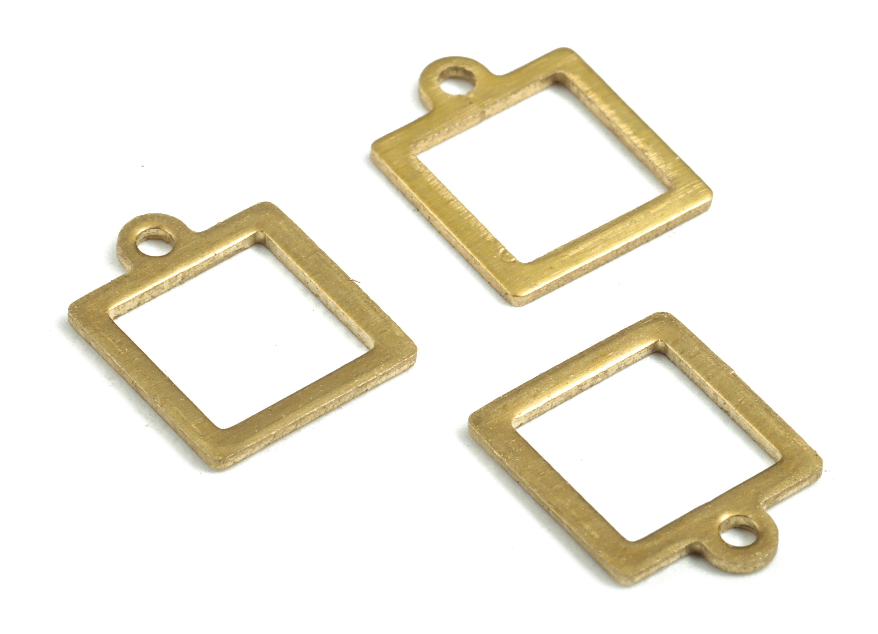 Brass Hollow Square Earring Charms - Raw Brass Geometric Square Pendant - Earring Findings - Jewelry Supplies - 12.18x10.02x0.84mm - PP3656 - DOMEDBAZAAR