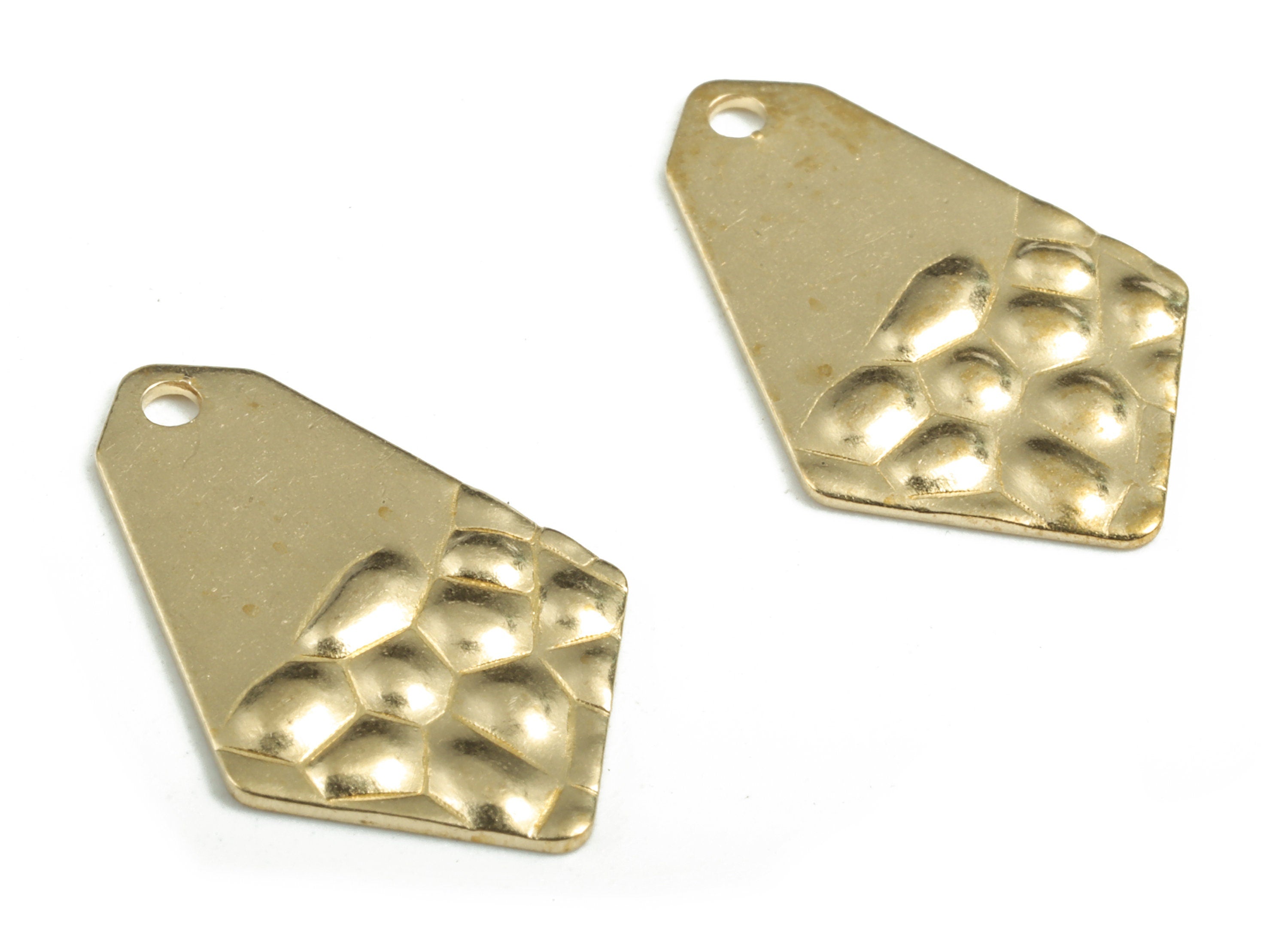 Brass Diamond Earring Charms - Raw Brass Hammered Diamond Pendant - Earring Findings - Jewelry Supplies - 19.55x12.59x1.09mm - PP3617 - DOMEDBAZAAR