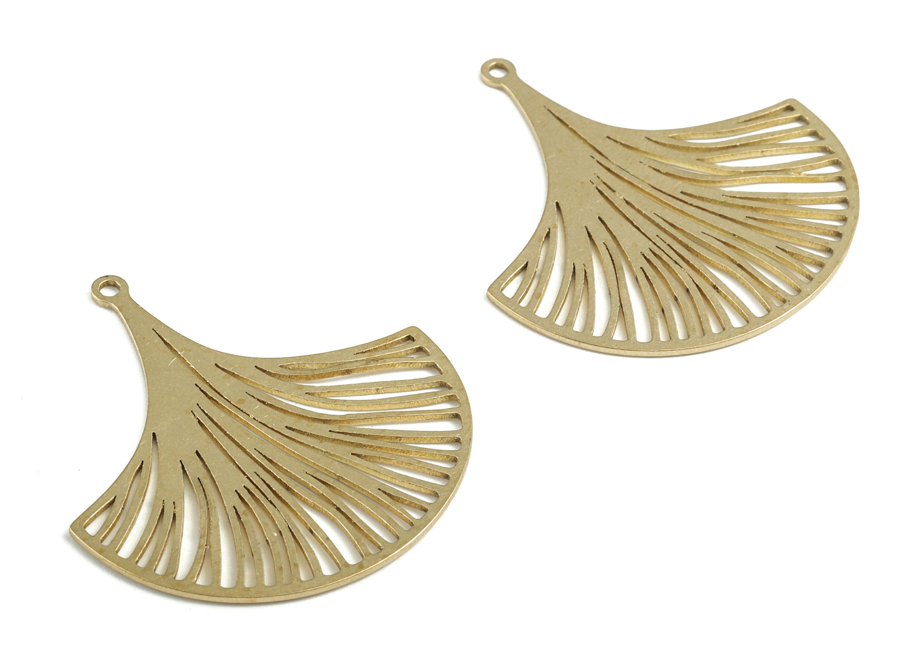 Brass Fan Earring Charms - Raw Brass Hallow Out Fan Pendant - Earrings Finding - Jewelry Supplies - 35.32x33.01x0.8mm - PPM4056 - DOMEDBAZAAR