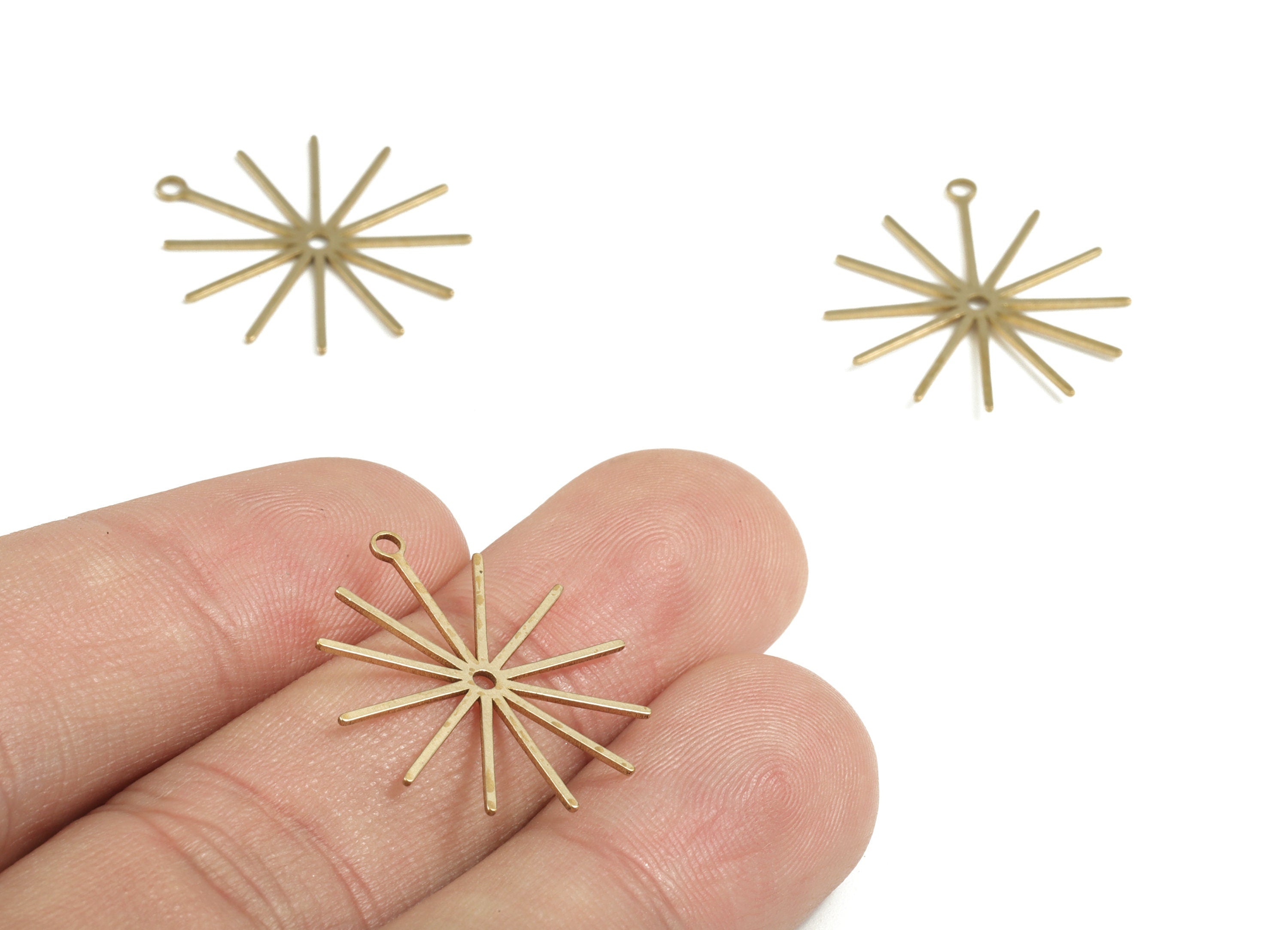Brass Sun Earring Charms - Raw Brass Sun Pendant - Earring Findings - Jewelry Supplies - 23.27x20.66x0.65mm - PP3738 - DOMEDBAZAAR