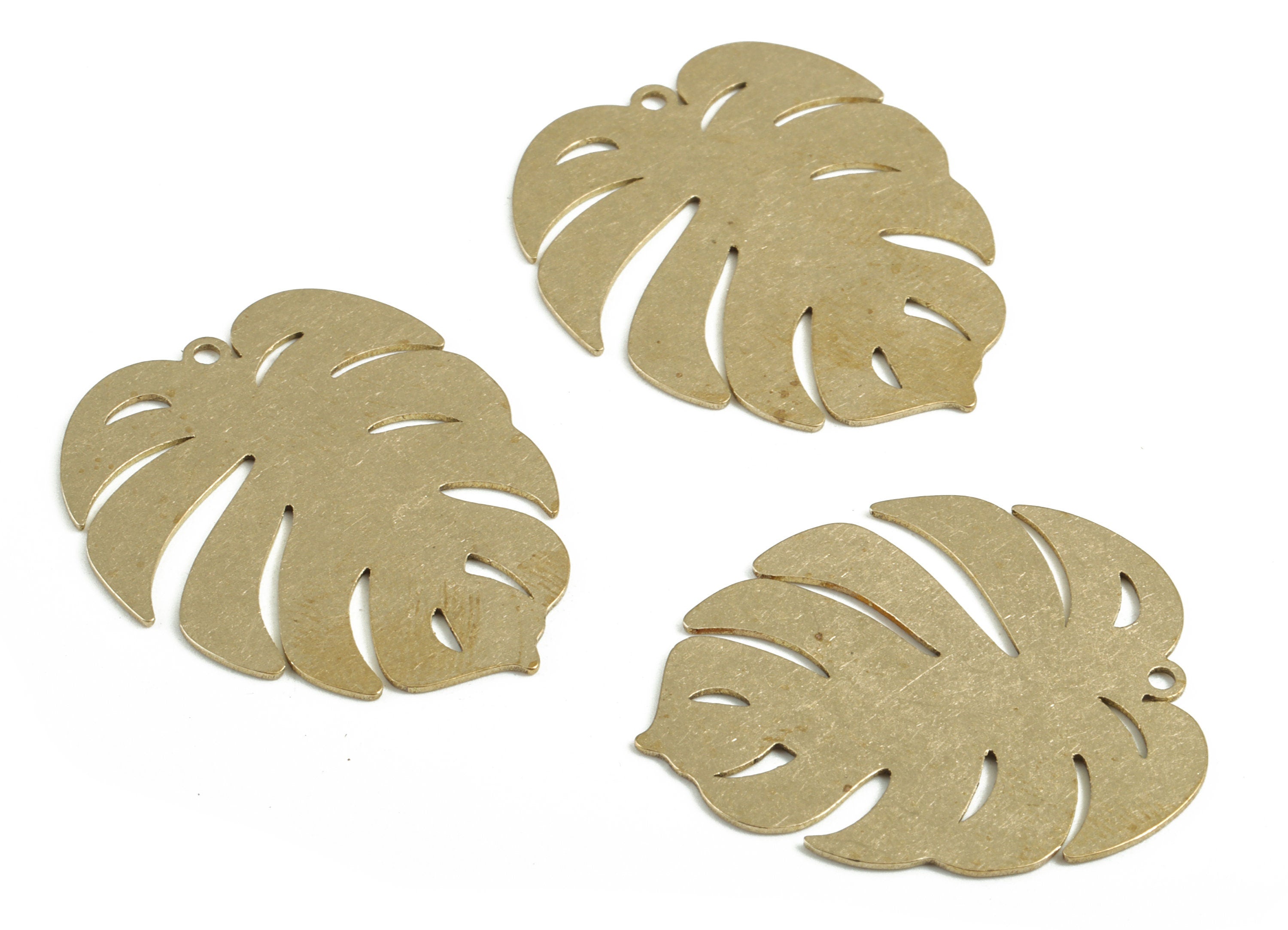 Brass Monstera Earring Charms - Raw Brass Monstera Pendant - Earrings Finding - DIY Jewelry Supplies - 29.49x25.09x0.56mm - PPM4034 - DOMEDBAZAAR