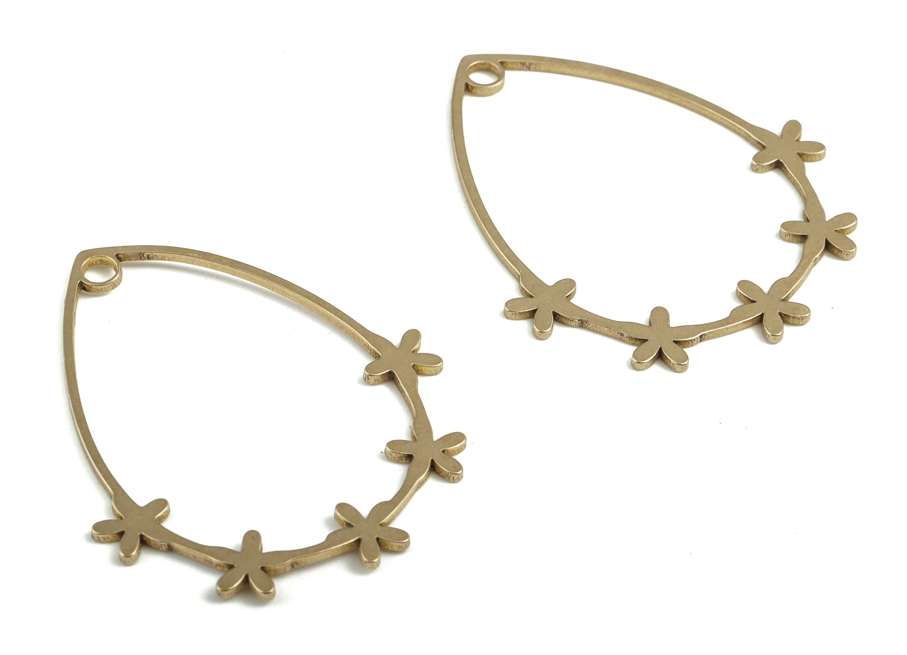 Brass Drop Star Earring Charms - Raw Brass Drop Star Pendant - Dangle Earring Charm- DIY Jewelry Supplies - 38.08x31.77x0.92mm - PP3755 - DOMEDBAZAAR