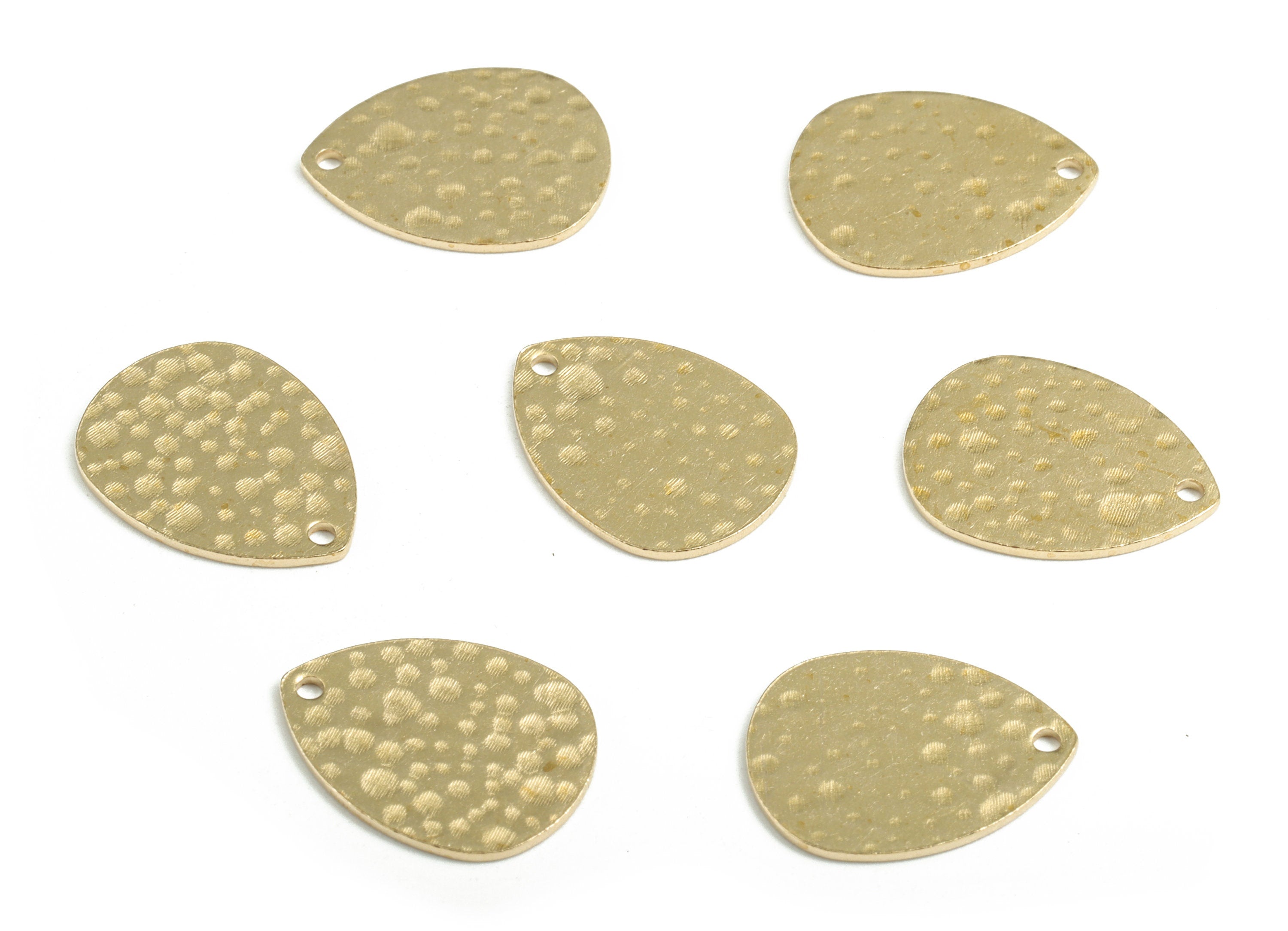 Brass Hammered Drop Earring Charms - Raw Brass Drop Pendant - Earring Findings - Jewelry Supplies - 17.62x13.48x0.83mm - PP3676 - DOMEDBAZAAR