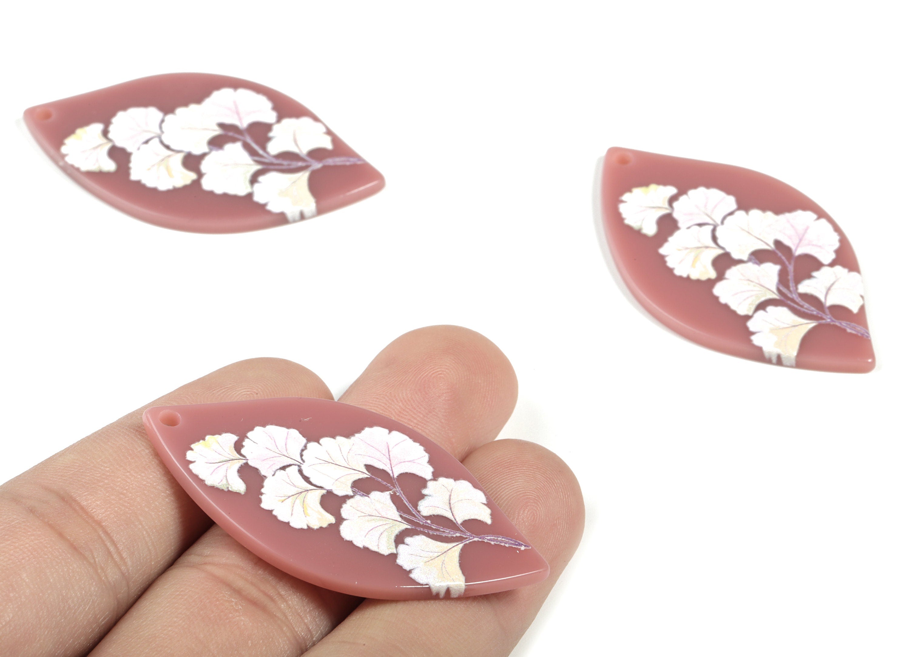 Acrylic Drop Earring Charms - Acrylic Flower Drop Pandant - Earring Findings - Jewelry Supplies - 47.69x26.99x2.44mm - AC2159 - DOMEDBAZAAR