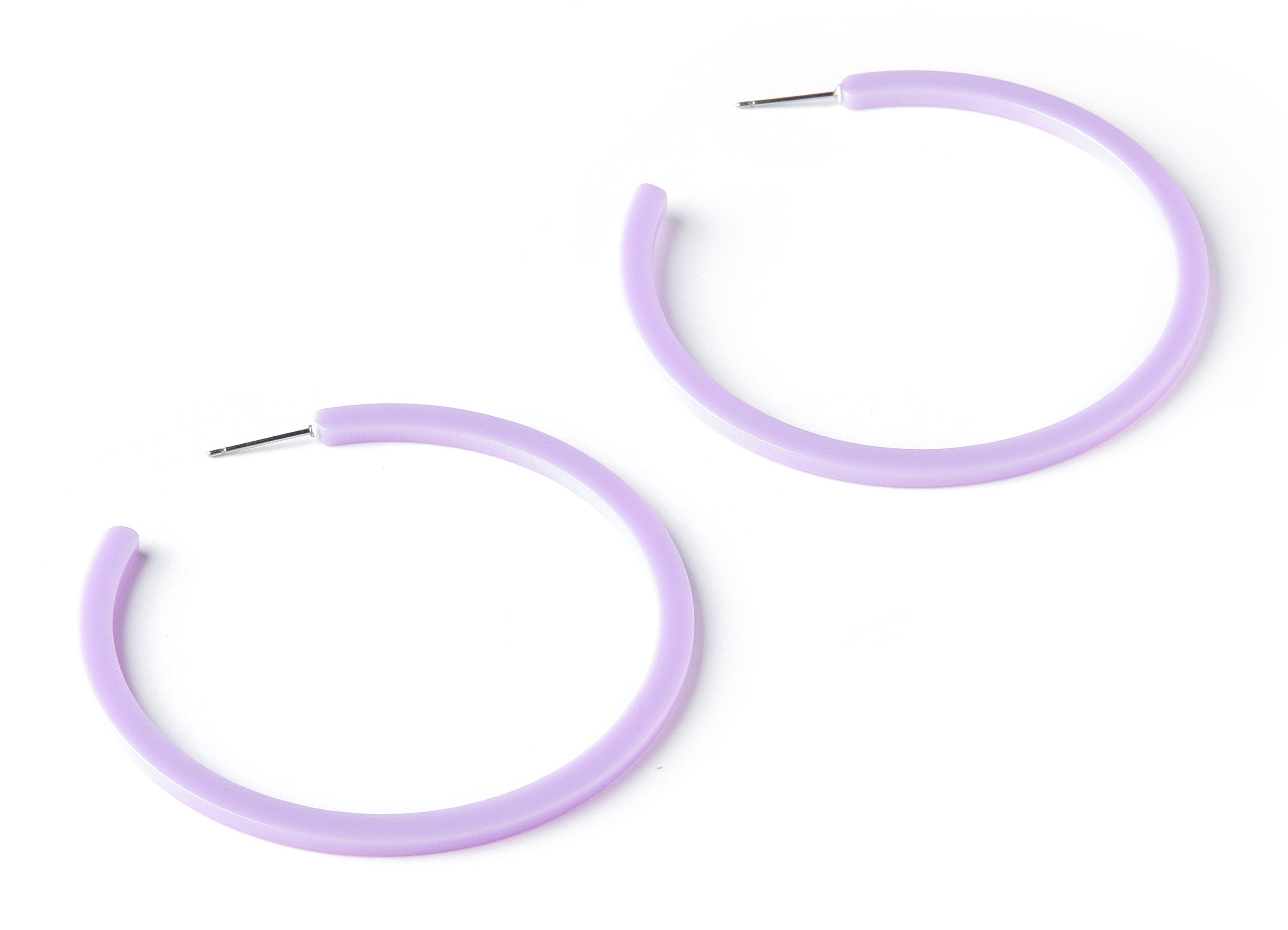 Open Hoop Earrings Stud - 2.5 inch Hoop Earring - Acetate Round Earring Post - Open Circle - Color Code: A262 - 64x64x2mm - AC1565-A262 - DOMEDBAZAAR