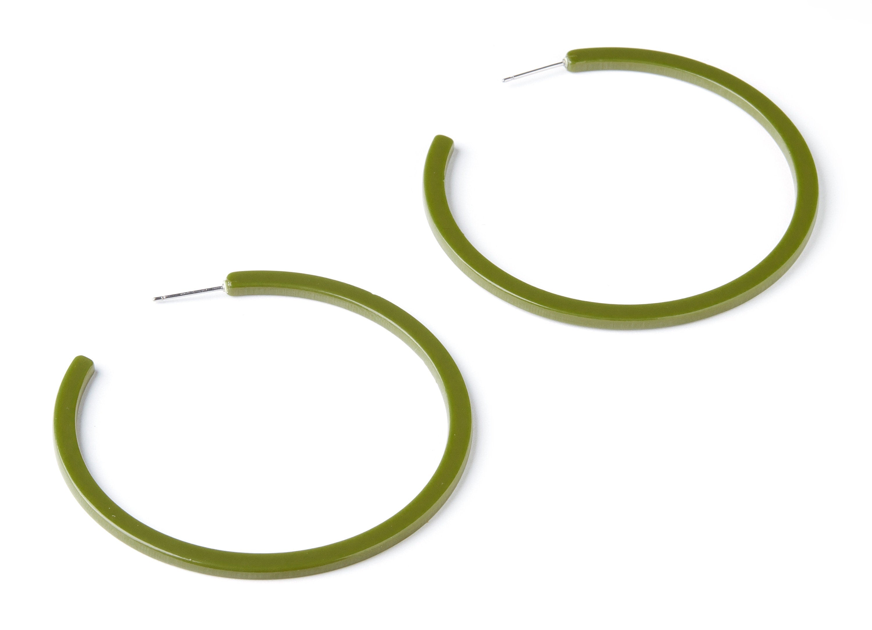Open Hoop Earrings Stud - 2.5 inch Hoop Earring - Acetate Round Earring Post - Open Circle - Color Code: A263 - 64x64x2mm - AC1565-A263 - DOMEDBAZAAR