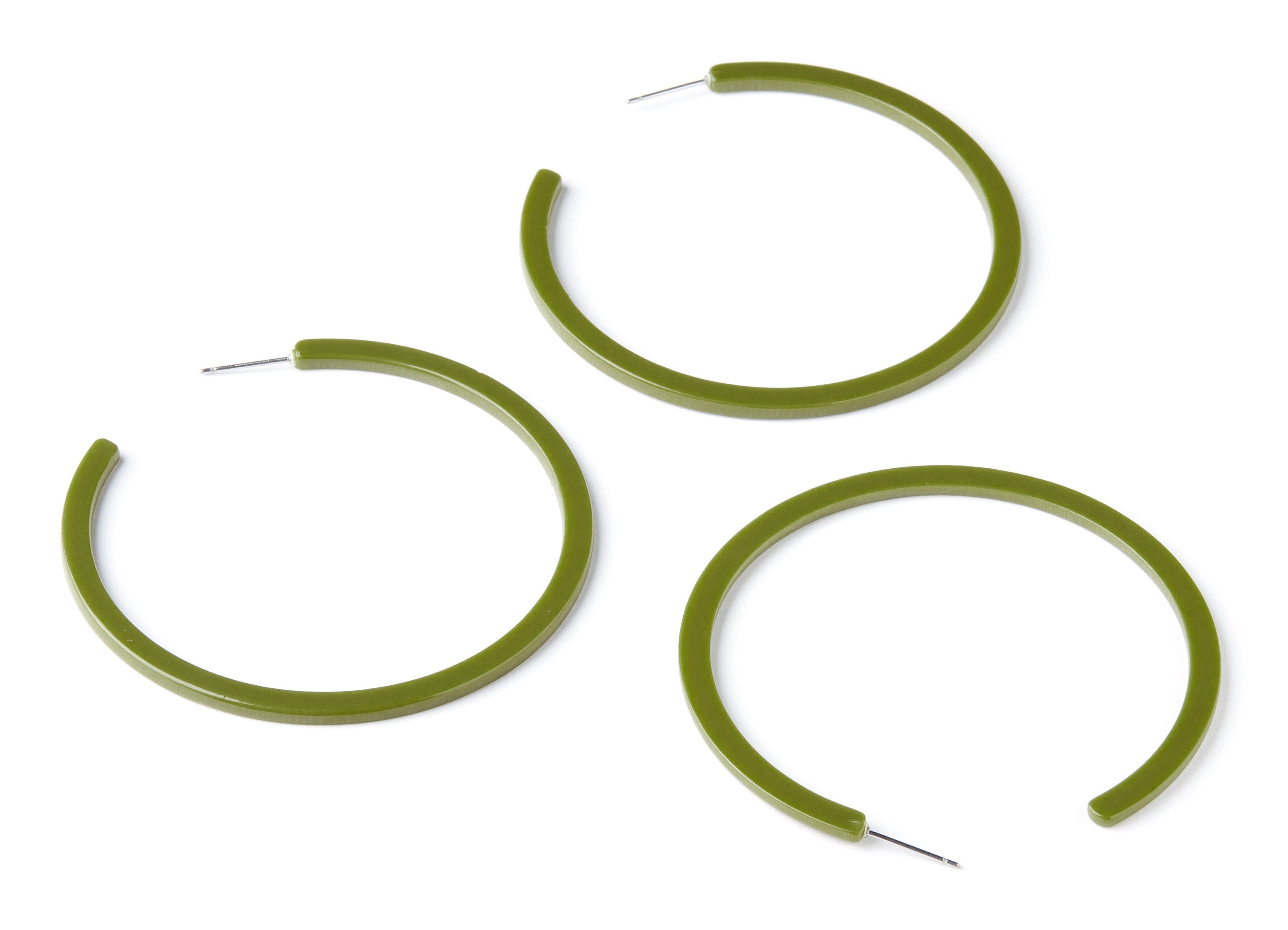 Open Hoop Earrings Stud - 2.5 inch Hoop Earring - Acetate Round Earring Post - Open Circle - Color Code: A263 - 64x64x2mm - AC1565-A263 - DOMEDBAZAAR