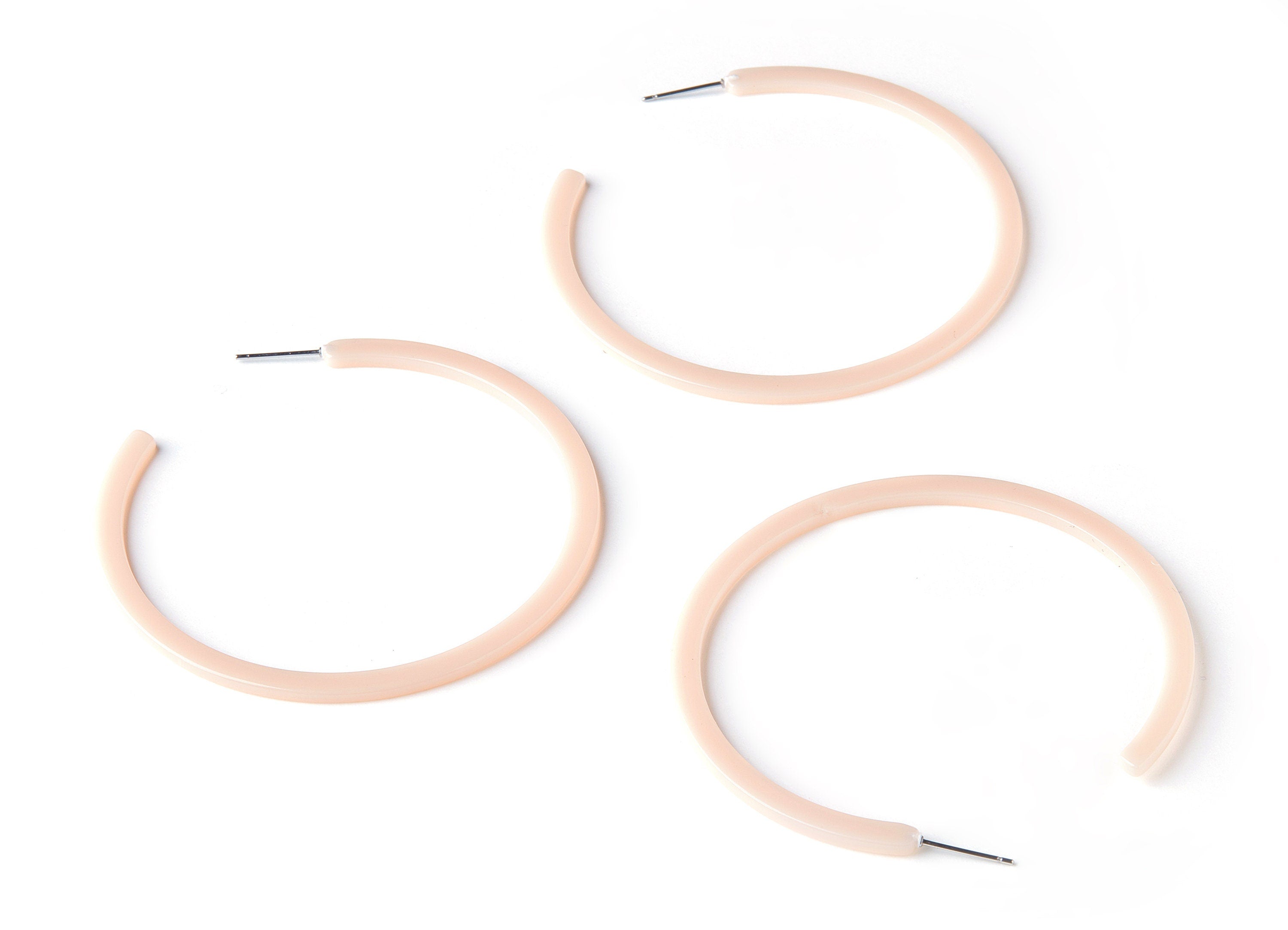 Open Hoop Earrings Stud - 2.5 inch Hoop Earring - Acetate Round Earring Post - Open Circle - Color Code: A264 - 64x64x2mm - AC1565-A264 - DOMEDBAZAAR