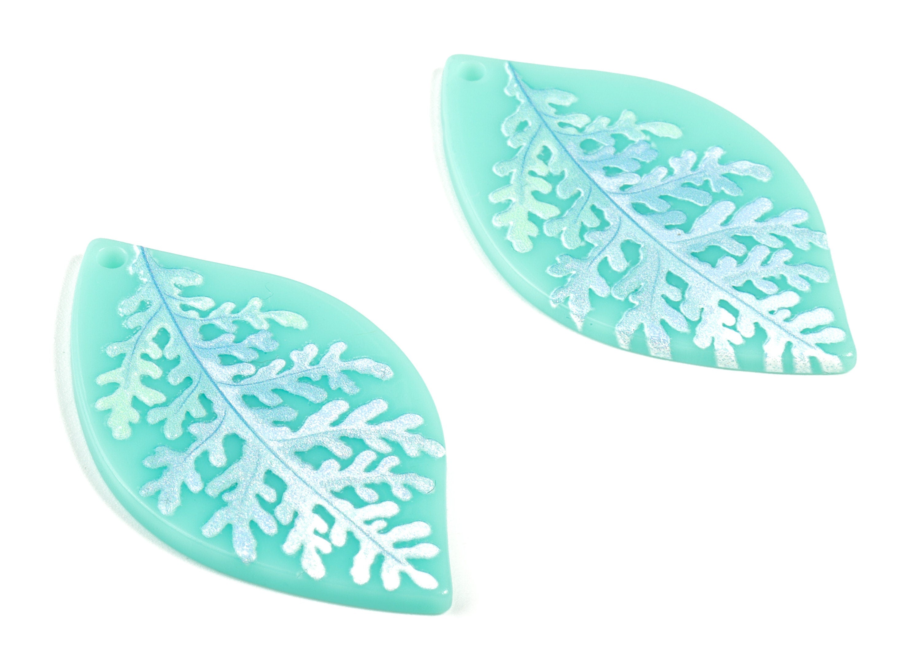 Acrylic Drop Earring Charms - Acrylic Leaves Drop Pandant - Earring Findings - Jewelry Supplies - 47.58x26.76x2.32mm - AC2158 - DOMEDBAZAAR