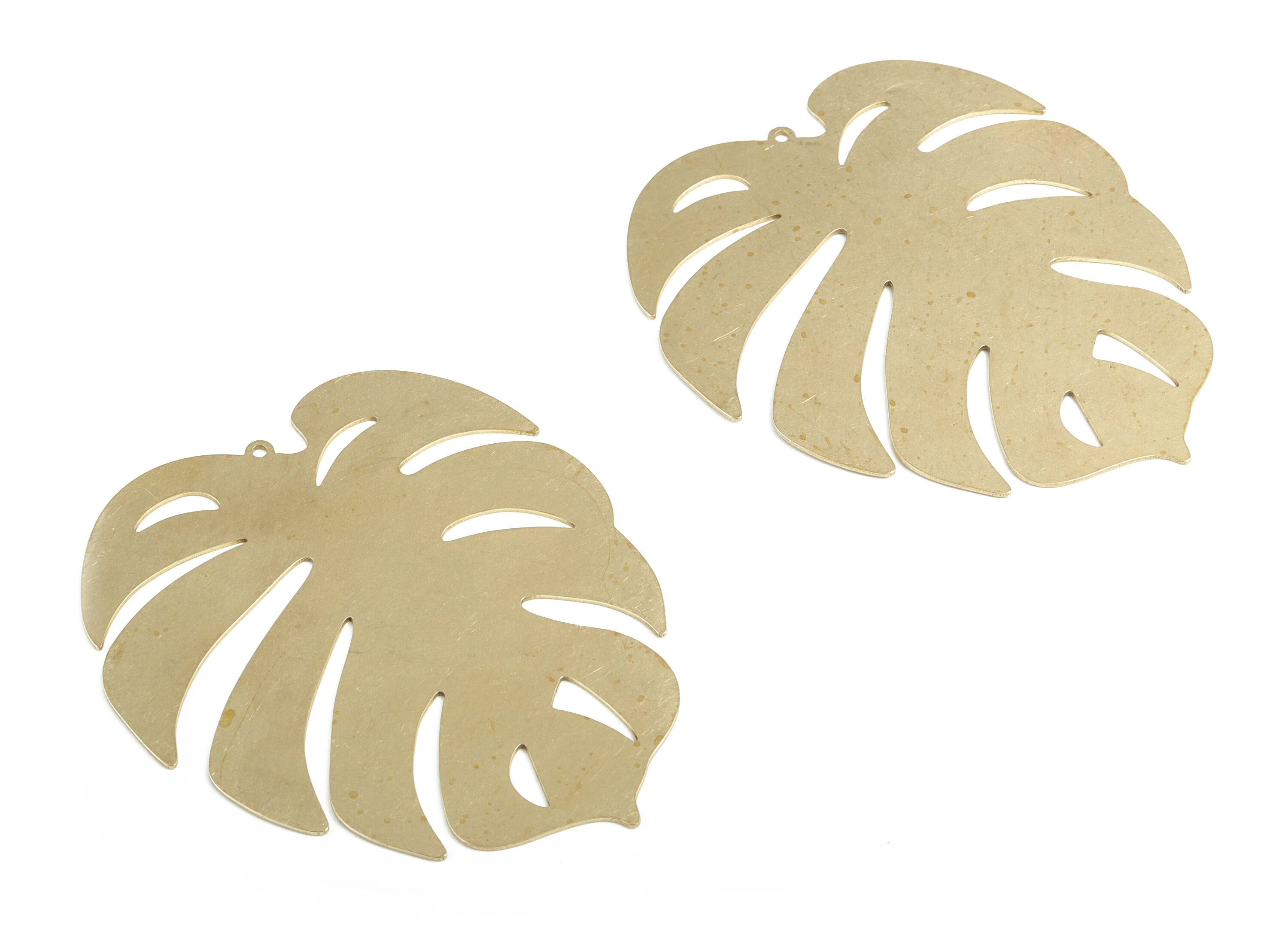 Brass Monstera Earring Charms - Raw Brass Monstera Pendant - Earrings Finding - Jewelry Supplies - 80.32x66.01x0.71mm - PP3690 - DOMEDBAZAAR
