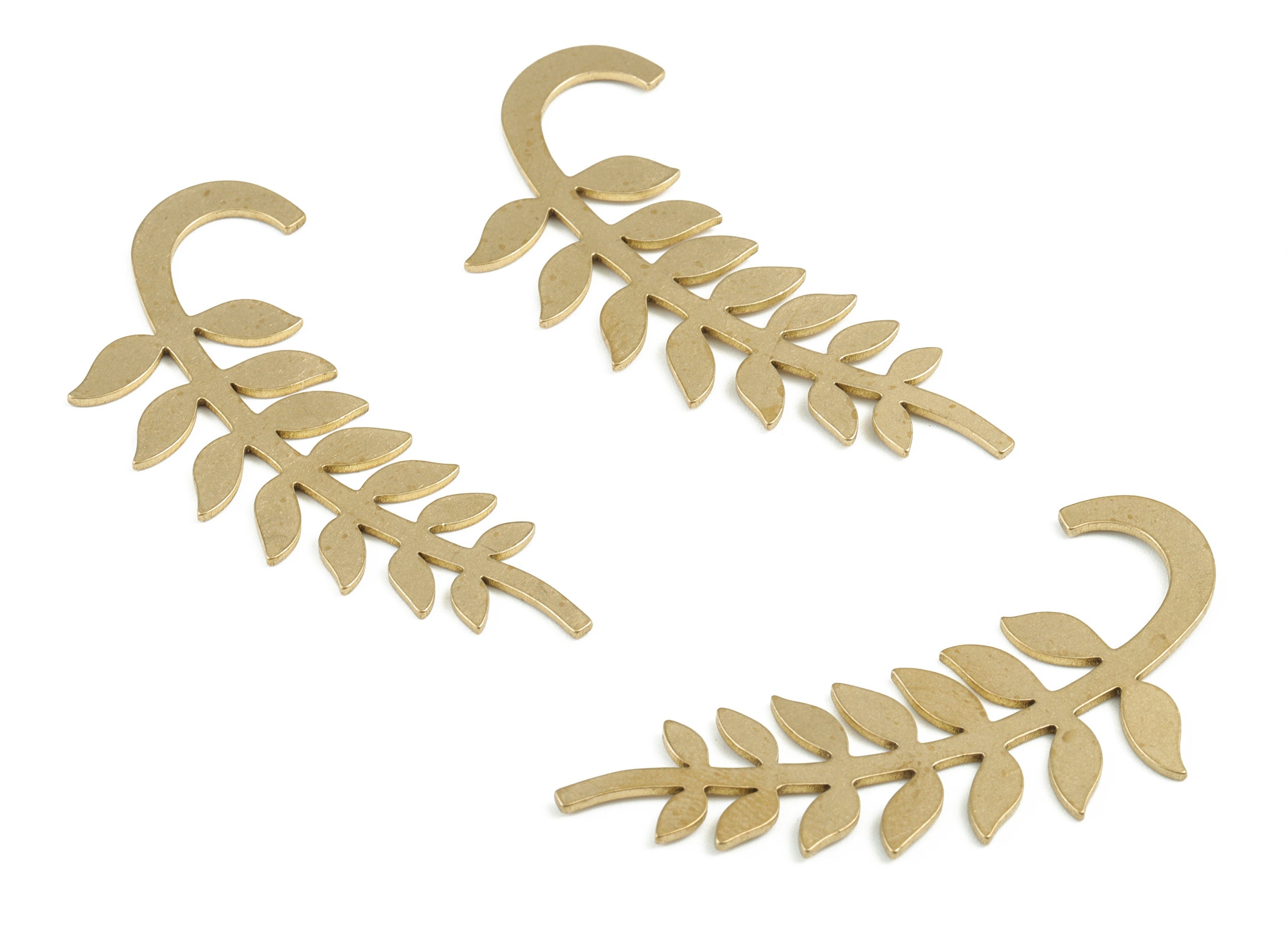 Brass Flower Spike Blank - Raw Brass Letter Flower Spike Blank - Brass Wallart Decoration - Jewelry Supplies - 54.56x23.35x0.94mm - PP3724 - DOMEDBAZAAR