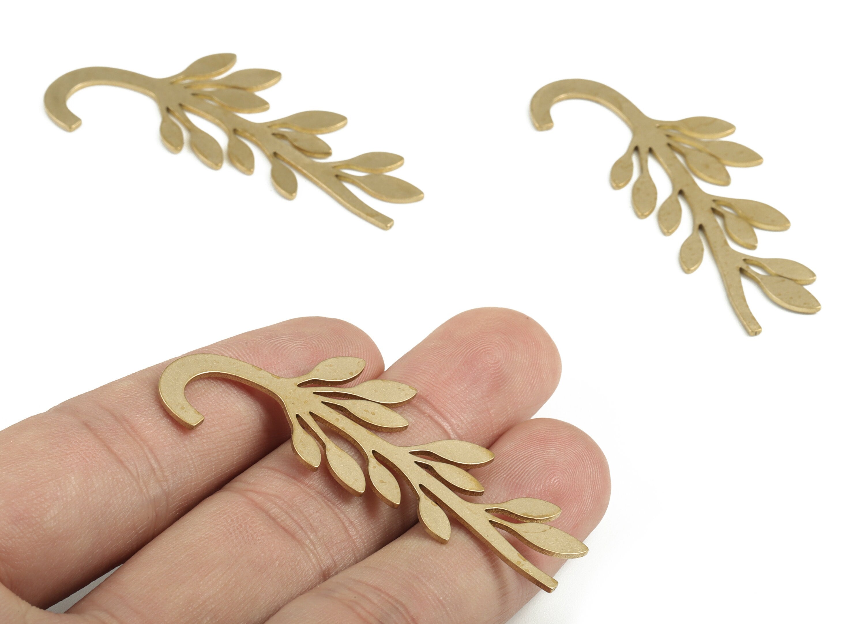 Brass Flower Spike Blank - Raw Brass Letter Flower Spike Blank - Brass Wallart Decoration - Jewelry Supplies - 55.08x21.72x0.99mm - PP3725 - DOMEDBAZAAR