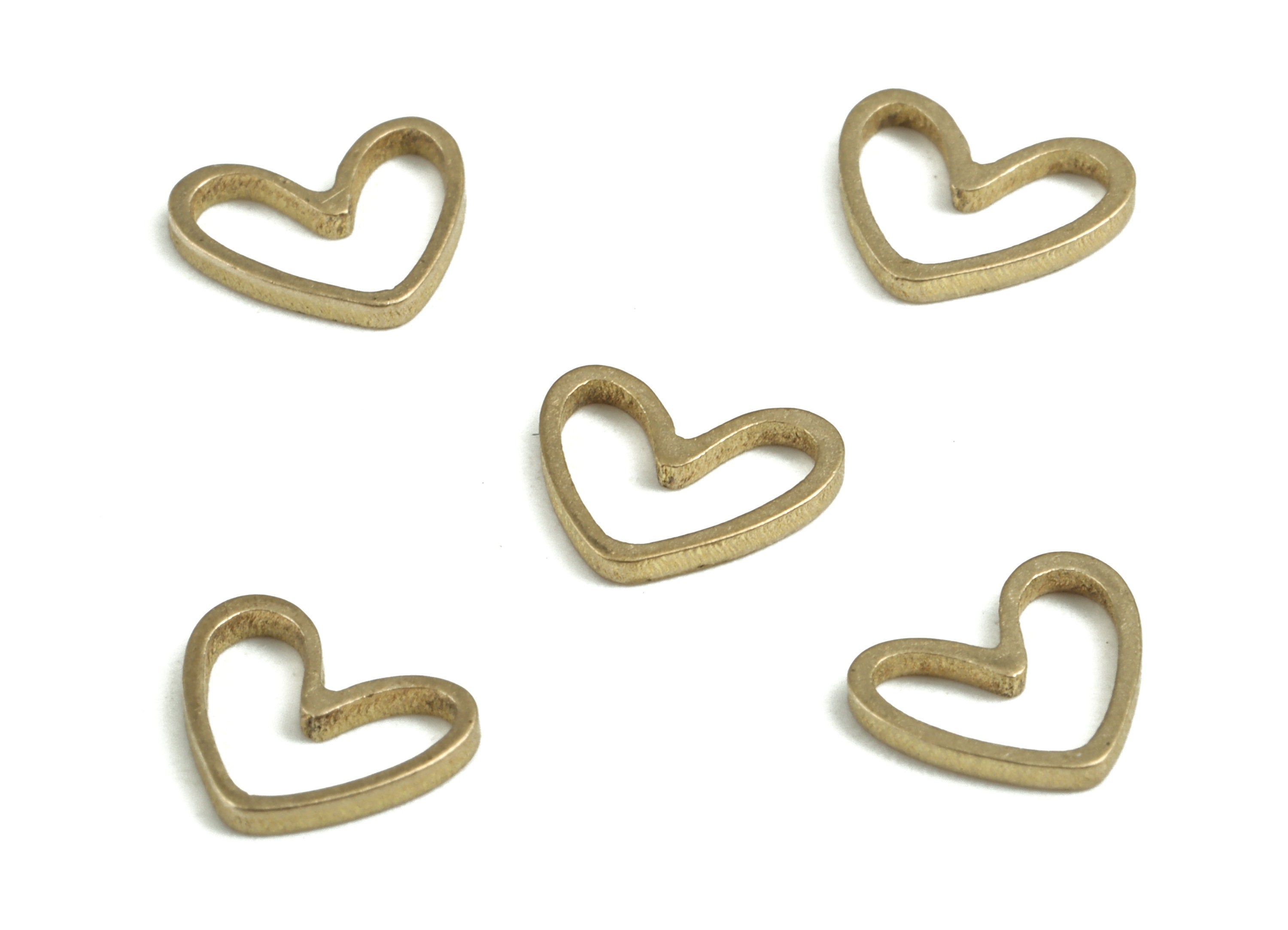 Brass Heart Earring Charms - Raw Brass Heart Pendant - Earring Findings - Jewelry Supplies - 6.92x8.34x0.95mm - PP3735 - DOMEDBAZAAR