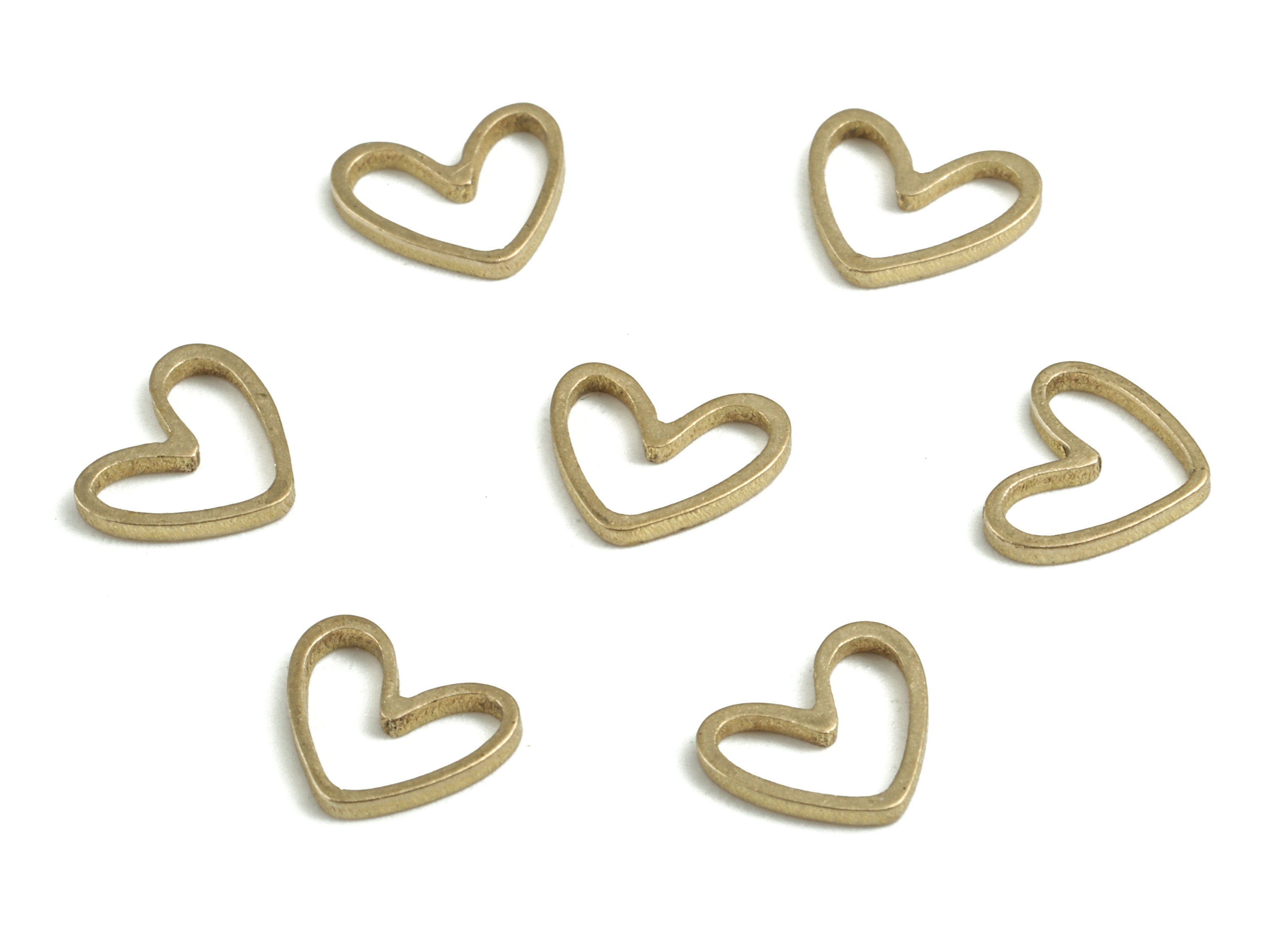 Brass Heart Earring Charms - Raw Brass Heart Pendant - Earring Findings - Jewelry Supplies - 6.92x8.34x0.95mm - PP3735 - DOMEDBAZAAR