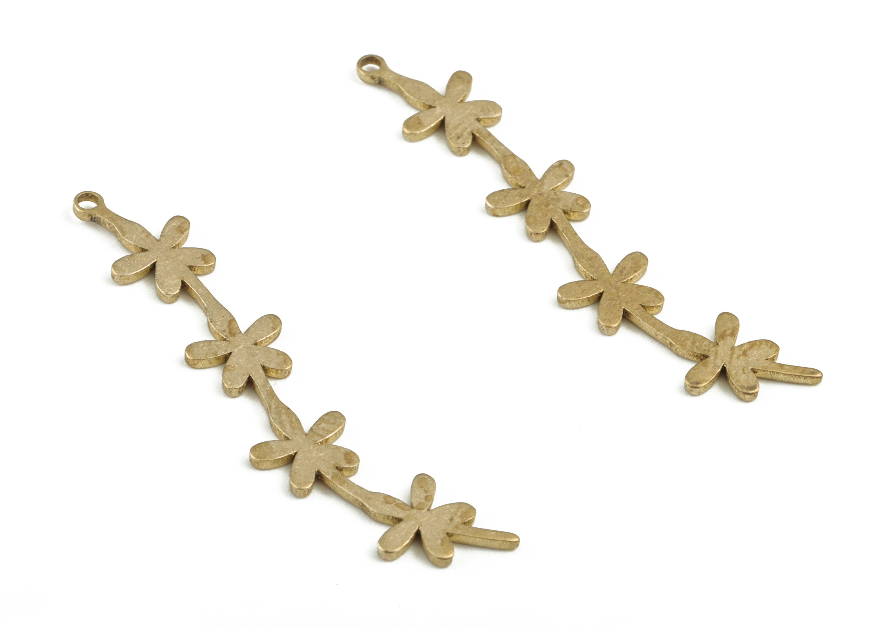 Brass Leaf Branch Earring Charms - Raw Brass Leaf Connector – Leaves Charm - Earring Findings - Jewelry Supplies - 35.49x6.17x0.9mm - PP3722 - DOMEDBAZAAR