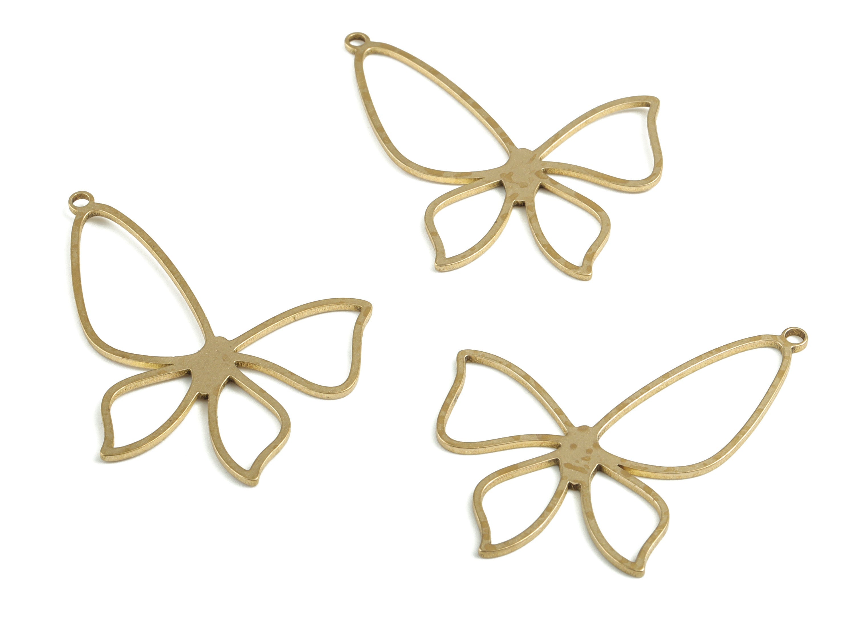 Brass Butterfly Earring Charms - Raw Brass Butterfly Pendant - Earring Findings - Jewelry Supplies - 42.1x29.16x1.05mm - PP3726 - DOMEDBAZAAR