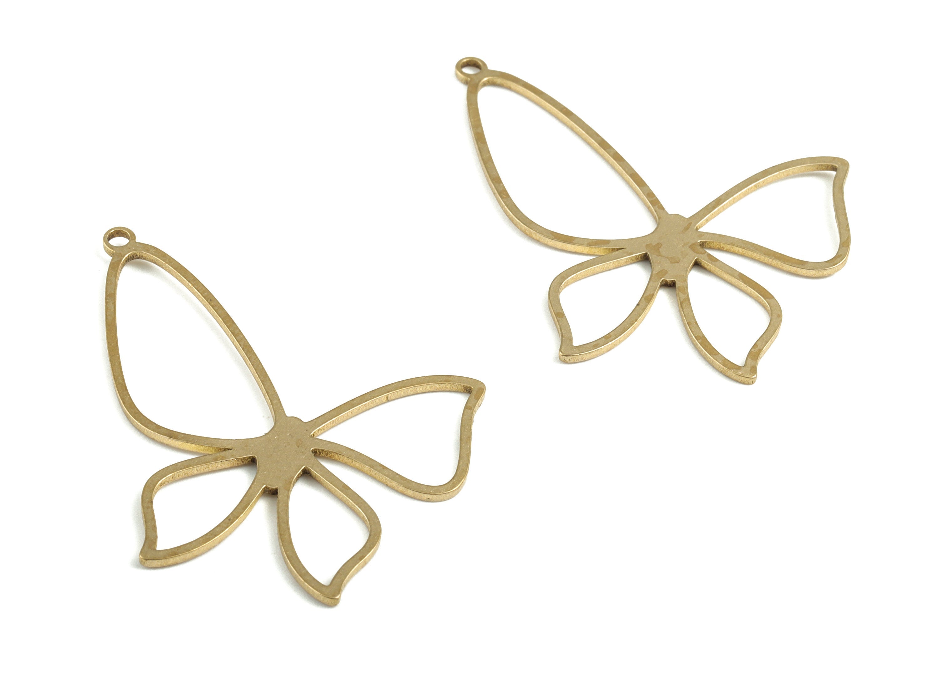 Brass Butterfly Earring Charms - Raw Brass Butterfly Pendant - Earring Findings - Jewelry Supplies - 42.1x29.16x1.05mm - PP3726 - DOMEDBAZAAR