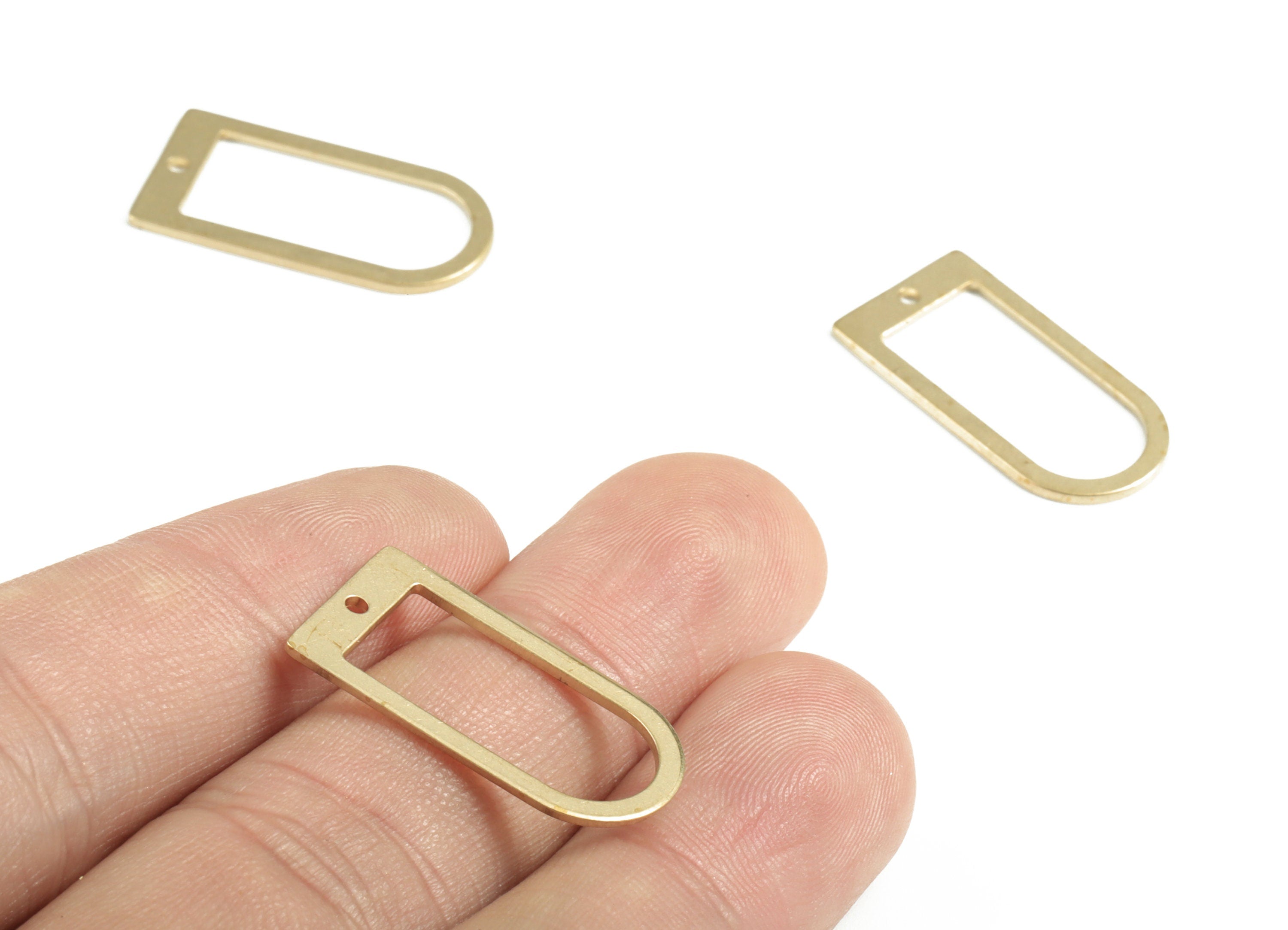 Brass Geometry Earring Charms - Raw Brass D Pendant - Earring Findings - Jewelry Supplies - 25.18x12.72x0.95mm - PP3637 - DOMEDBAZAAR