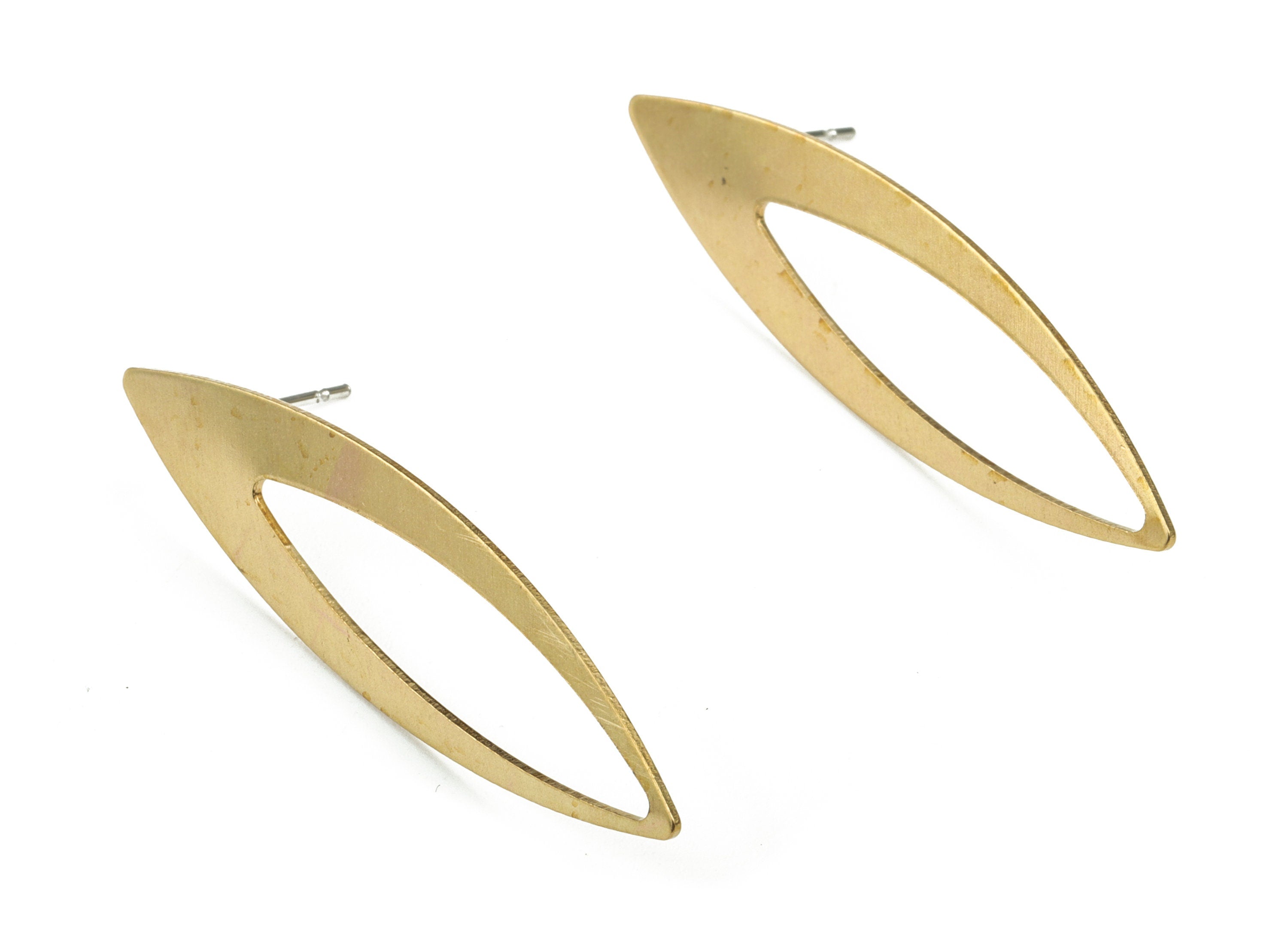 Brass Rhombus Earring Stud - Raw Brass Rhombus Earring Post - Surgical Stud - Earring Post - Jewelry Supplies - 41.89x11.99x0.83mm - PP3630 - DOMEDBAZAAR