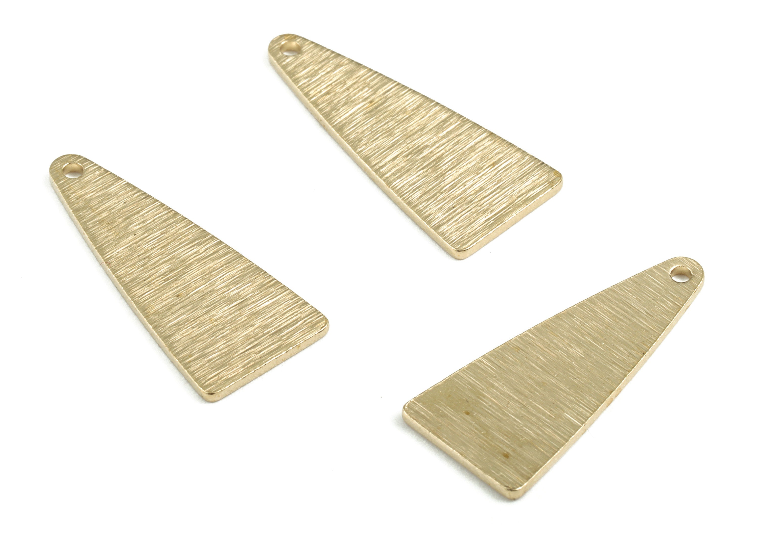 Brass Textured Triangle Earring Charms - Raw Brass Triangle Pendant - Earring Findings - Jewelry Supplies - 24.93x10.89x0.98mm - PP3670 - DOMEDBAZAAR