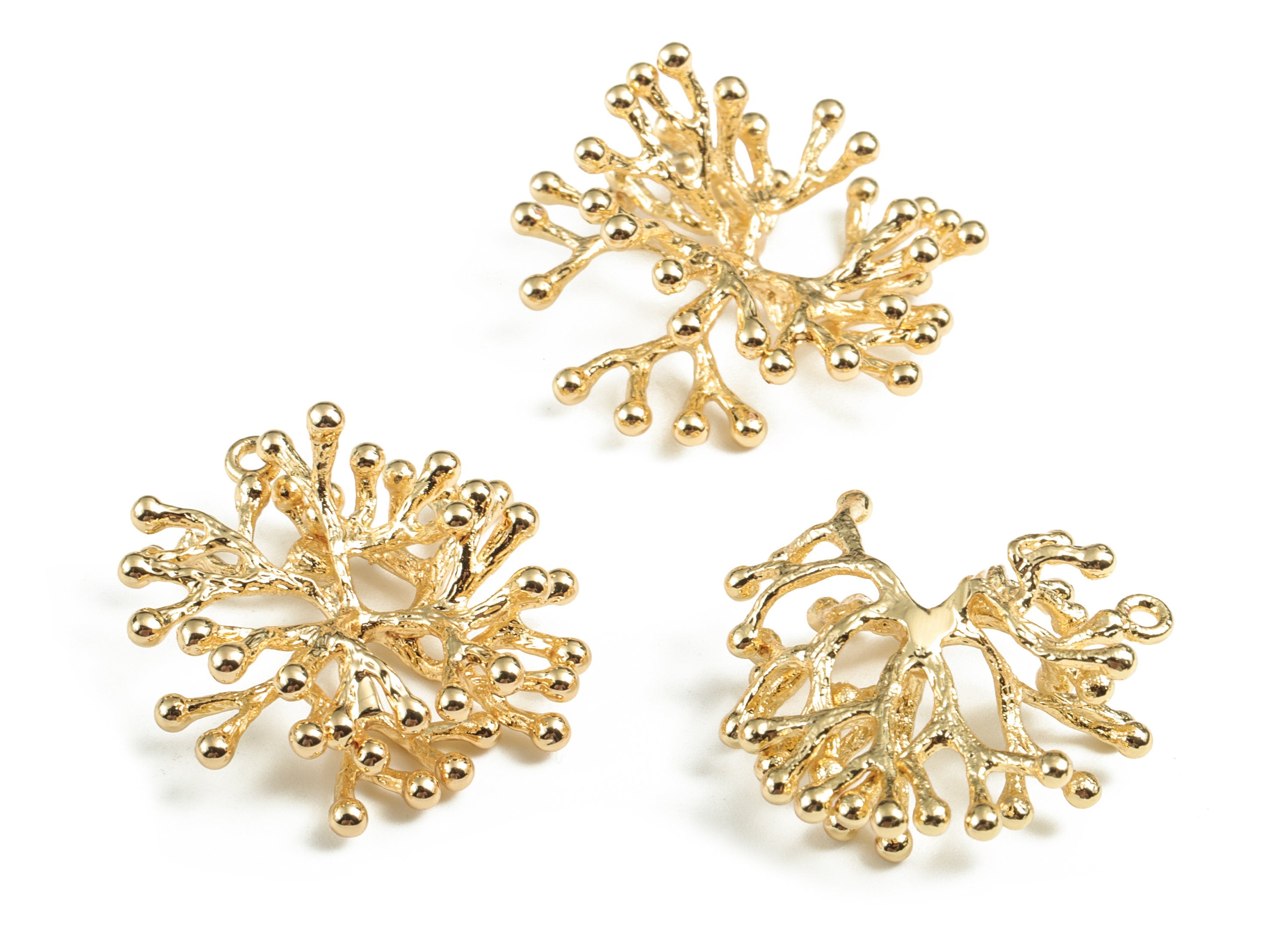Brass Tree Earring Charms - Gold Tree Pendant - 18K Real Gold Plated Brass - Jewelry Supplies - 24.48x22.32x7.04mm - RGP2800 - DOMEDBAZAAR